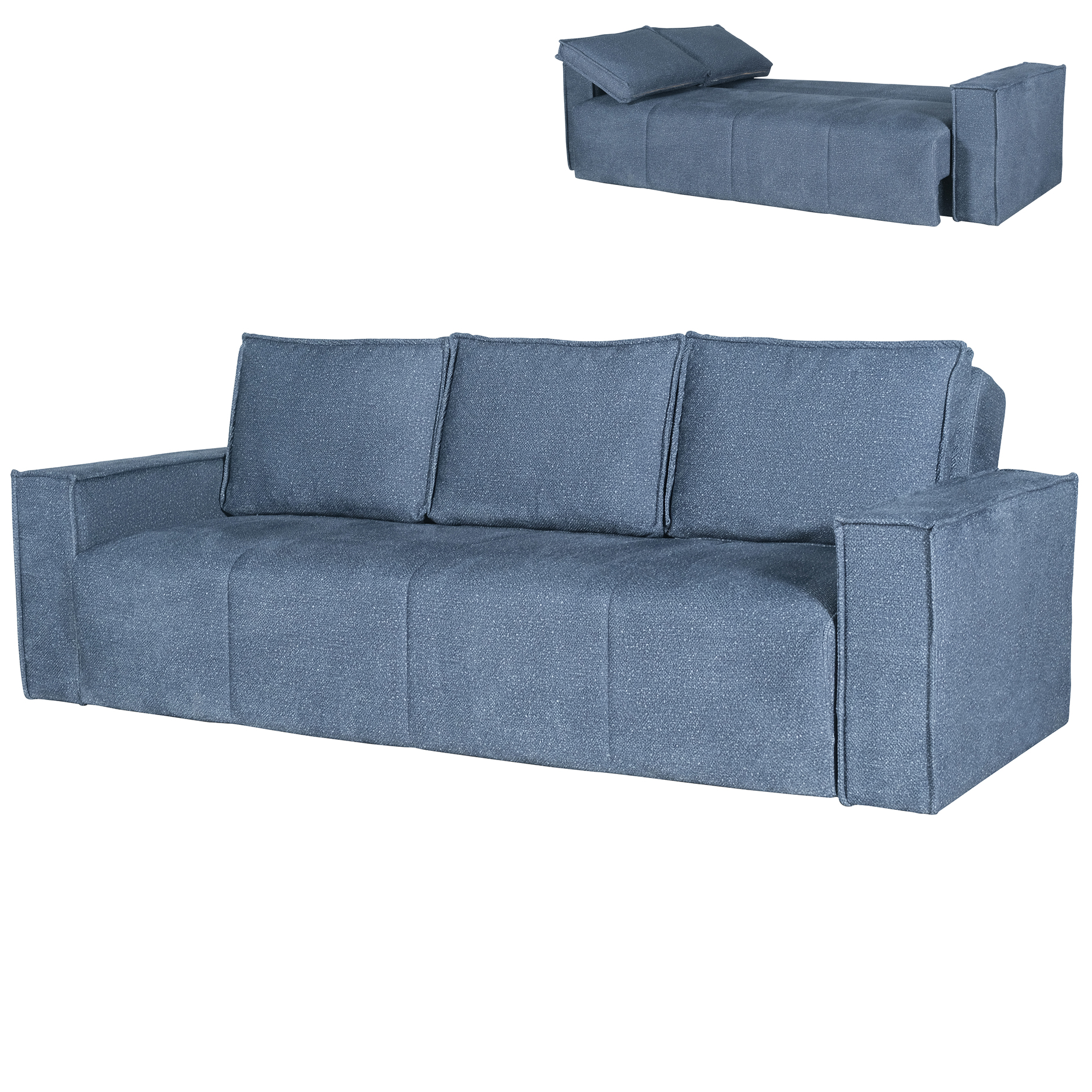 Schlafsofa - blue - Liegefunktion - Staukasten