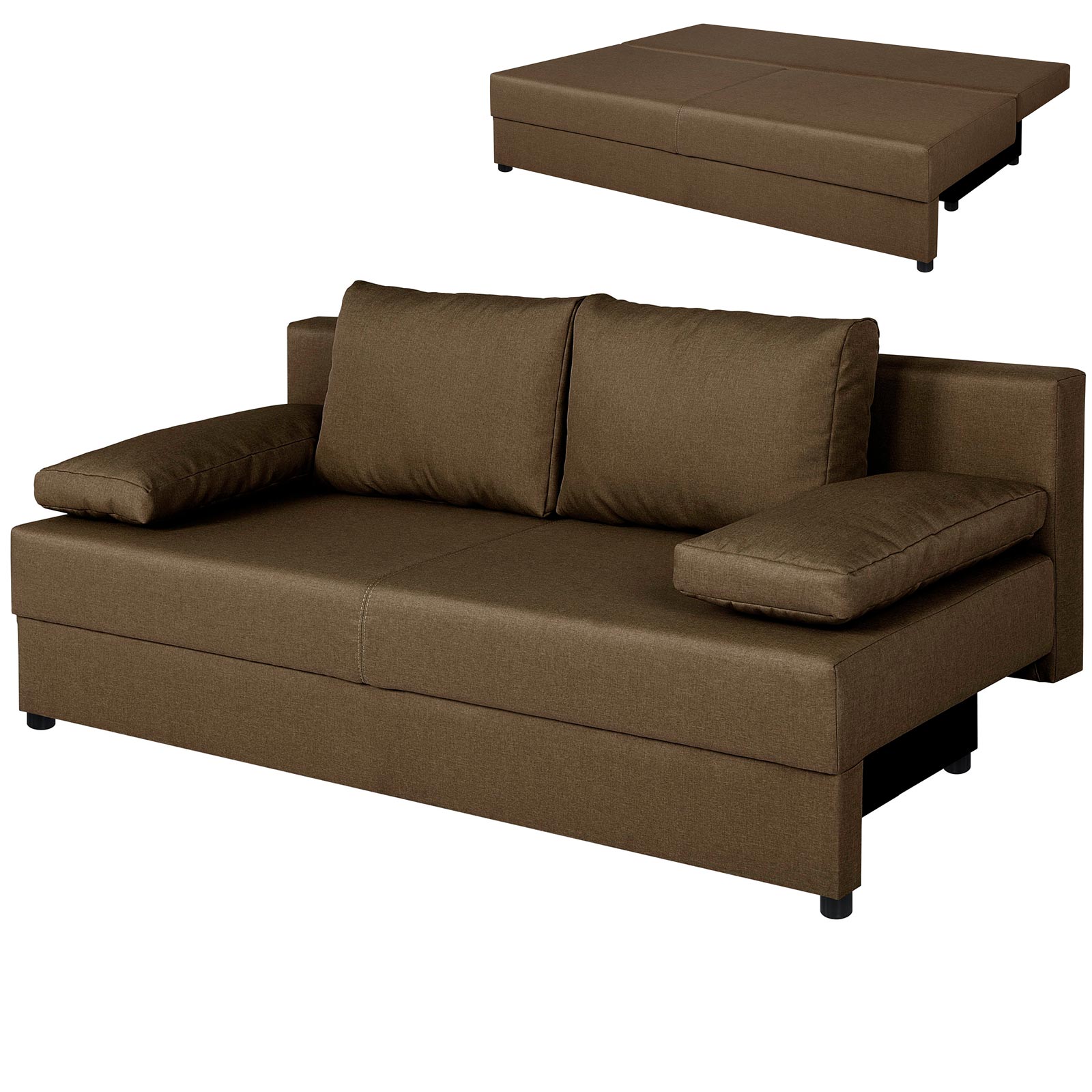 Schlafsofa - braun - Webstoff - Staukasten