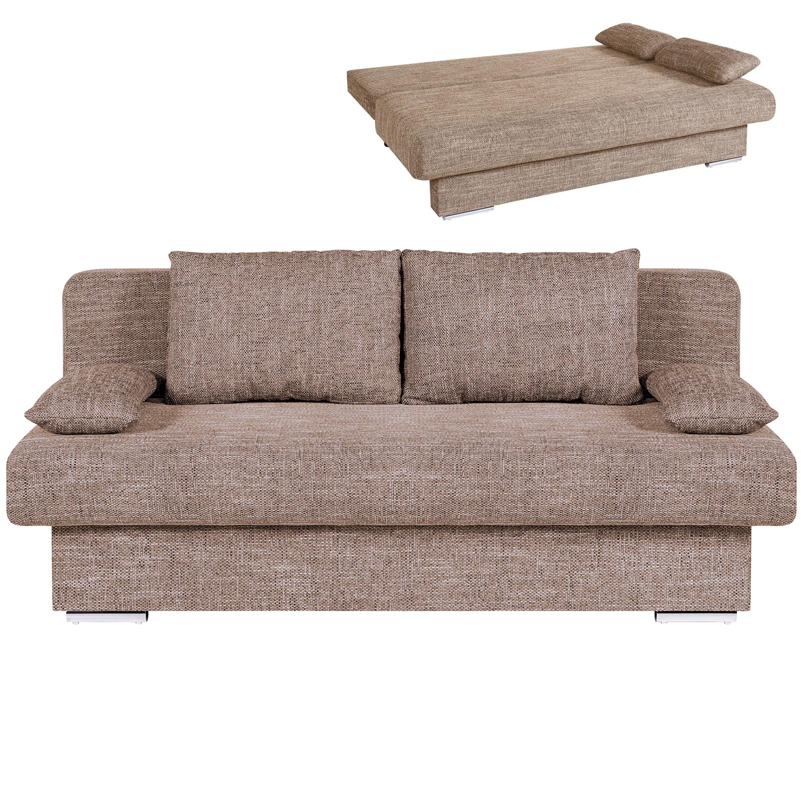 Schlafsofa - cappuccino - inklusive Kissen
