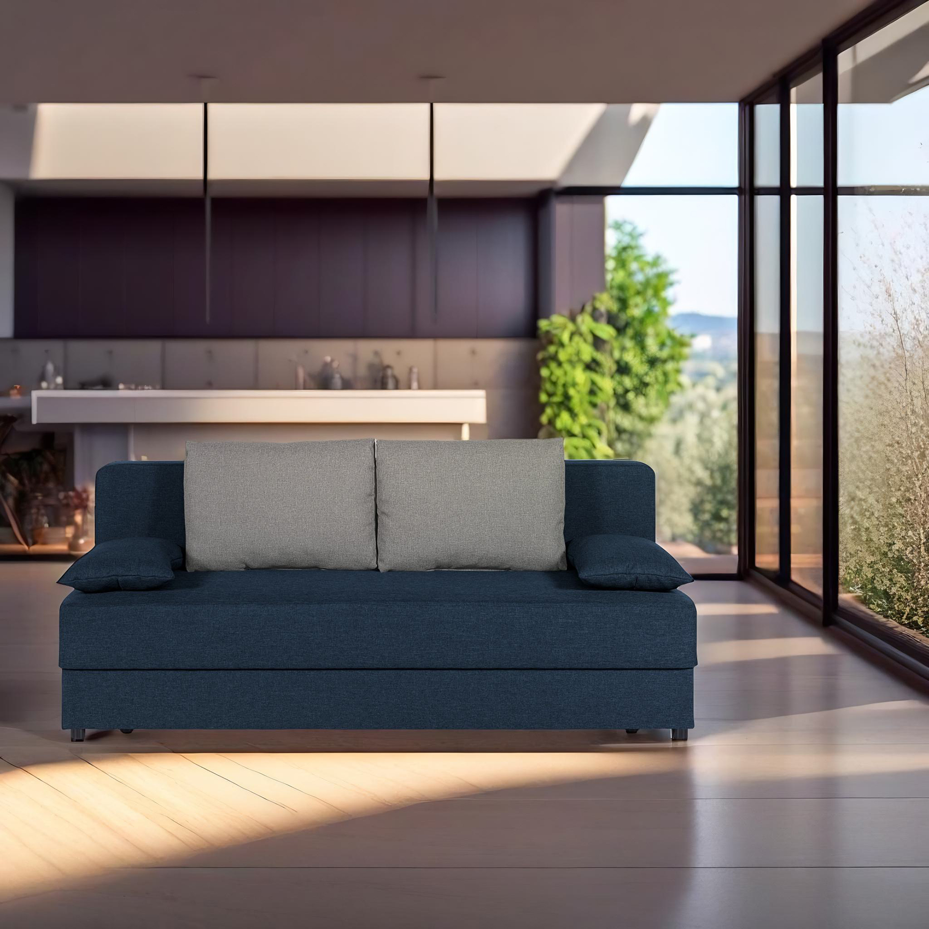Schlafsofa - cobalt - mit Staukasten