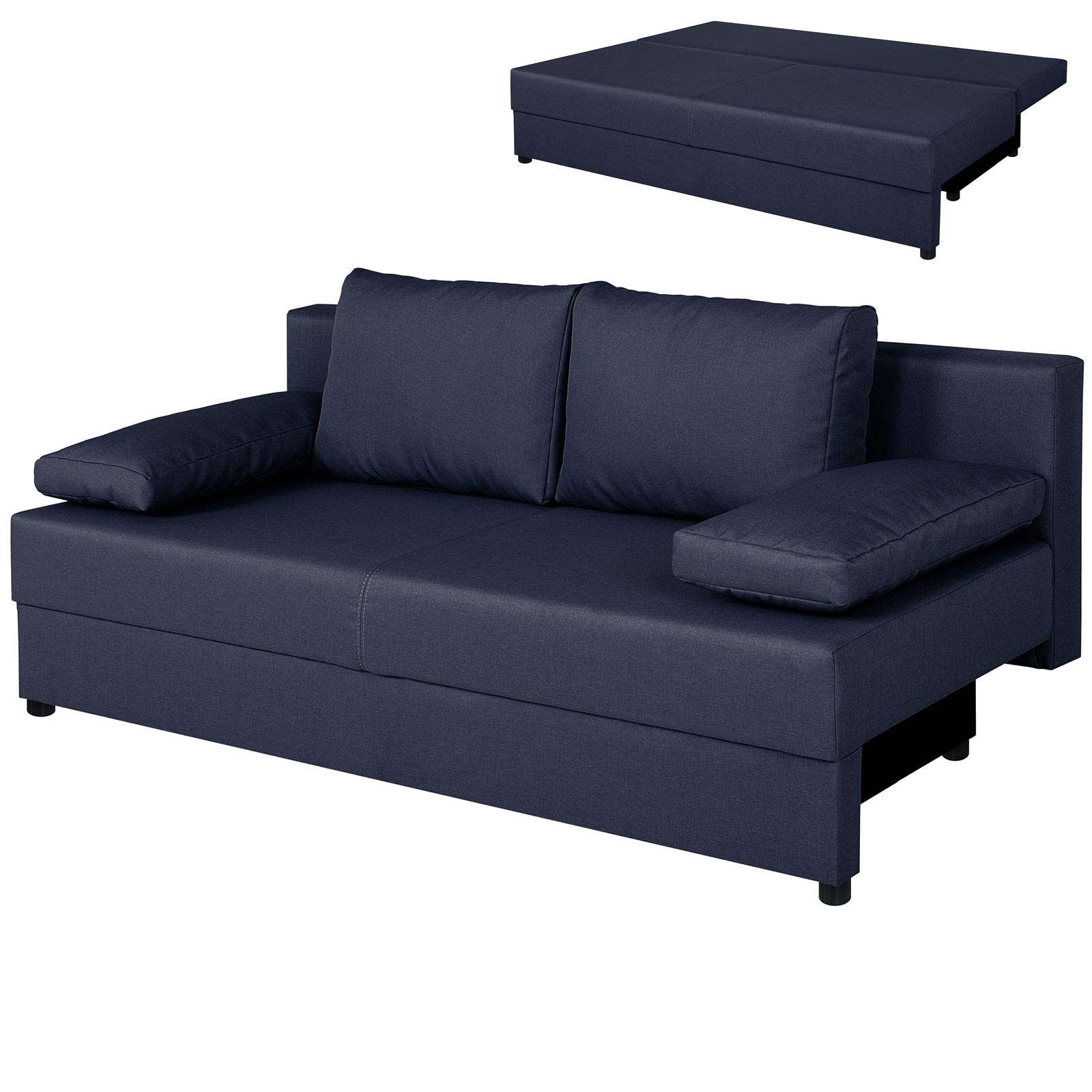 Schlafsofa - cobalt - Webstoff - Staukasten