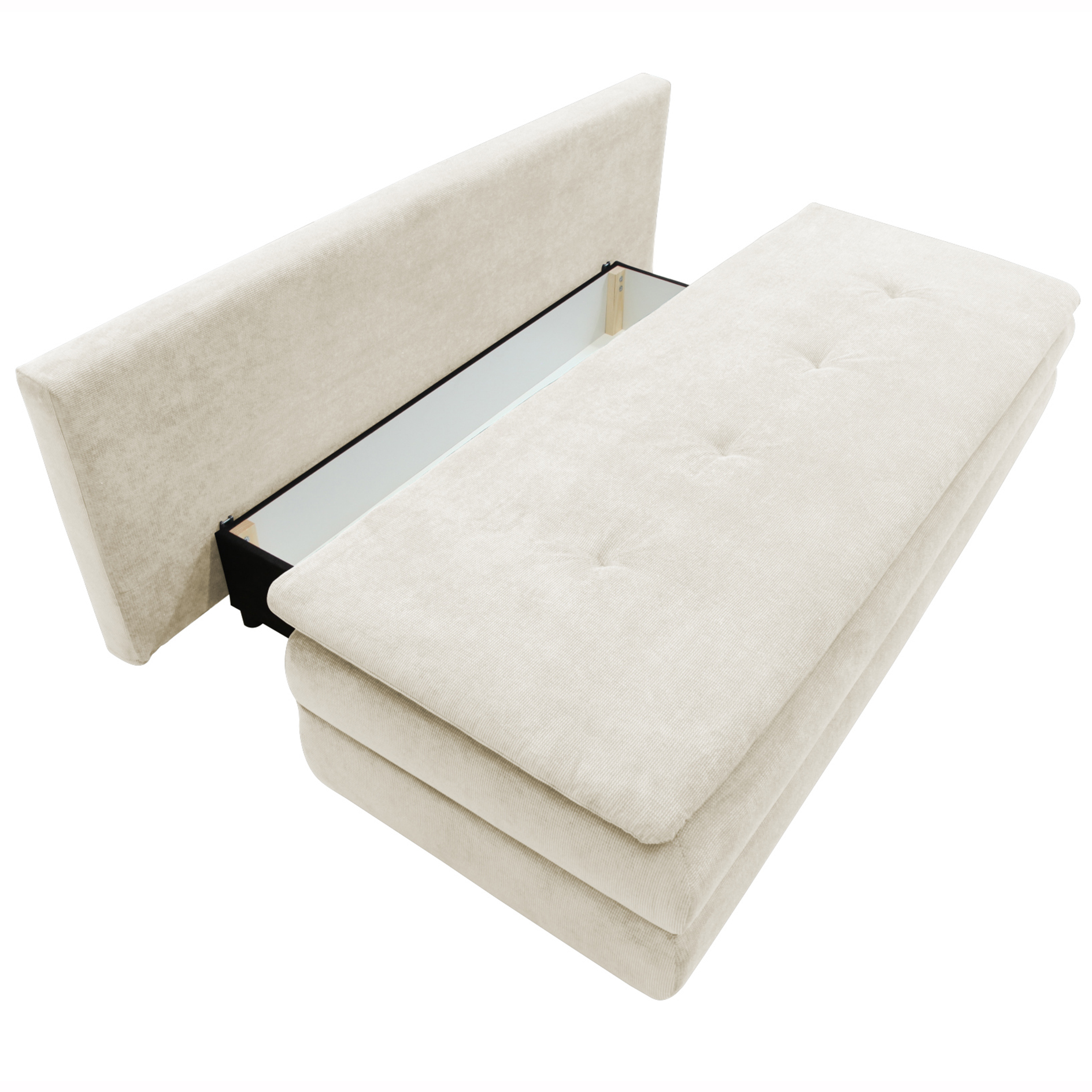 Schlafsofa - creme - mit Staukasten - 202 cm
