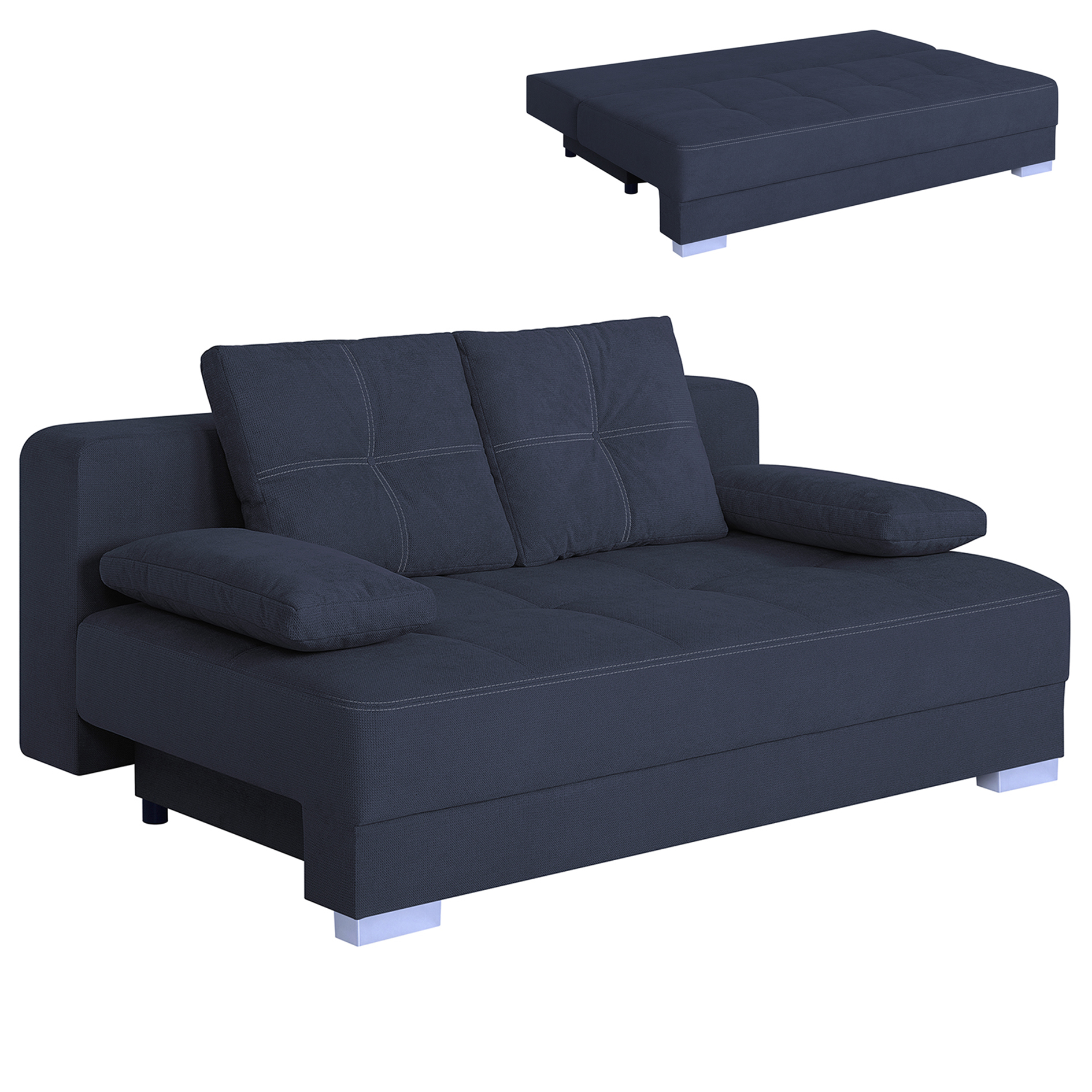 Schlafsofa - deep blue - mit Staukasten - Dauerschläfer