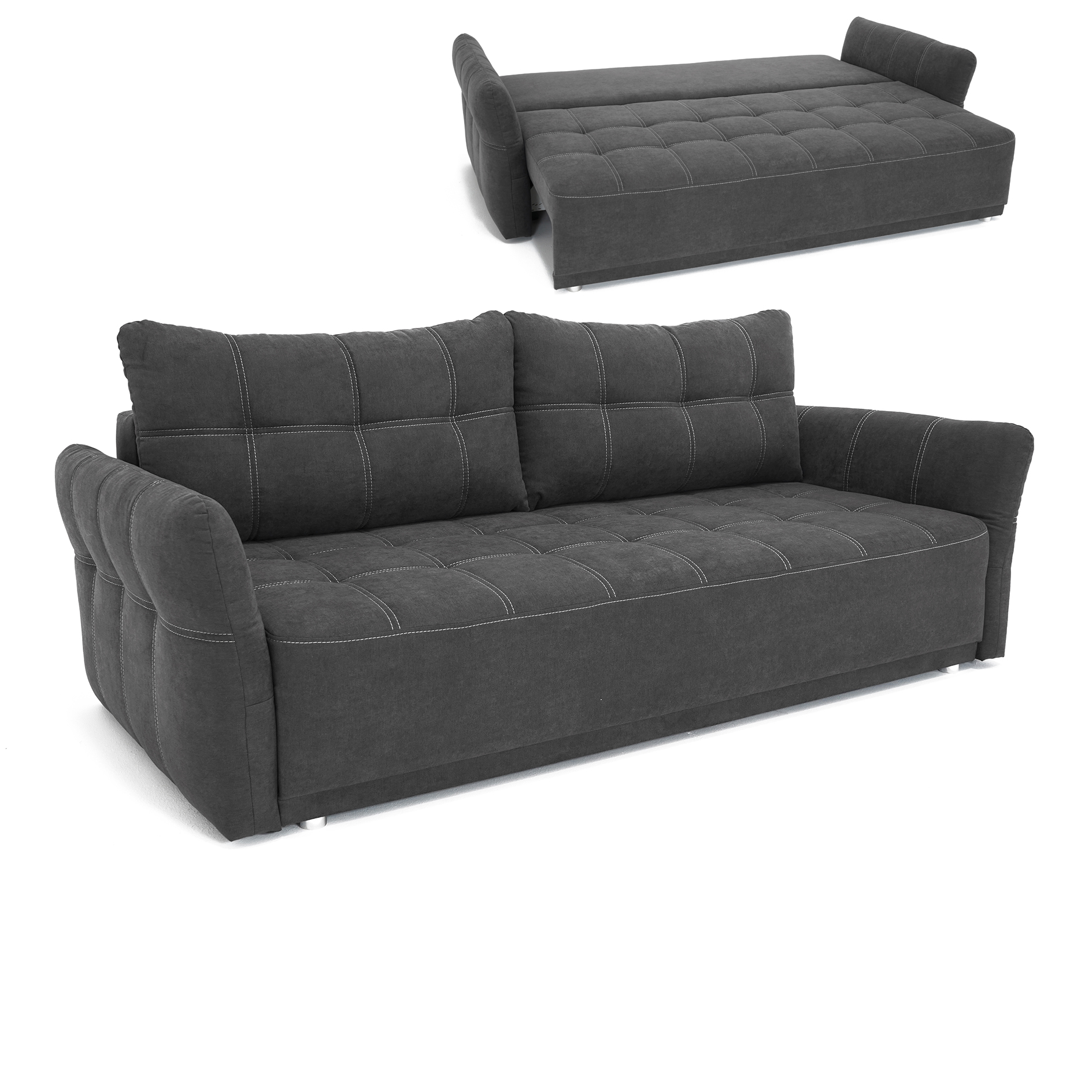 Schlafsofa - dunkelbraun - regulierbare Armlehnen