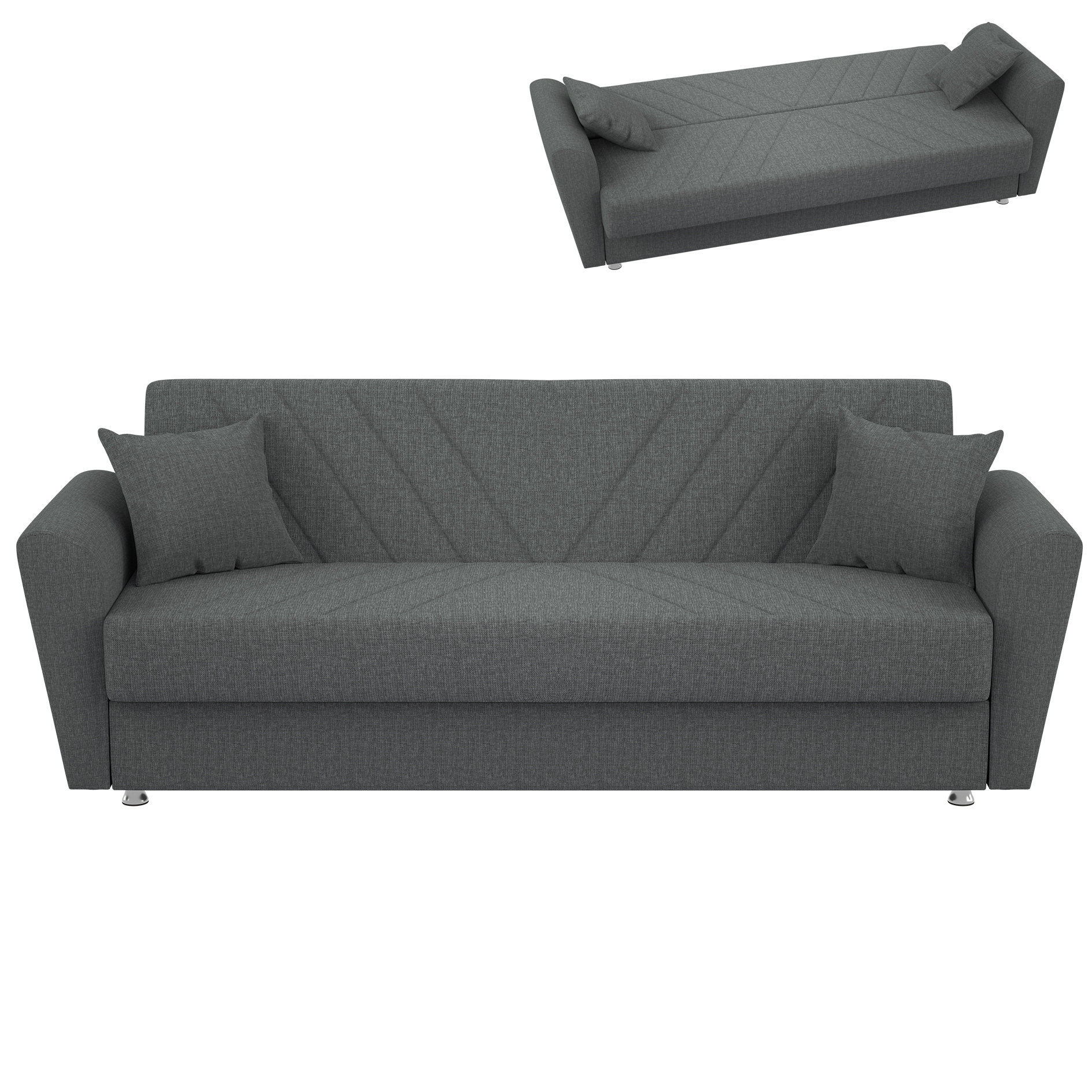 Schlafsofa - dunkelgrau - Bonellfederkern - mit Staukasten