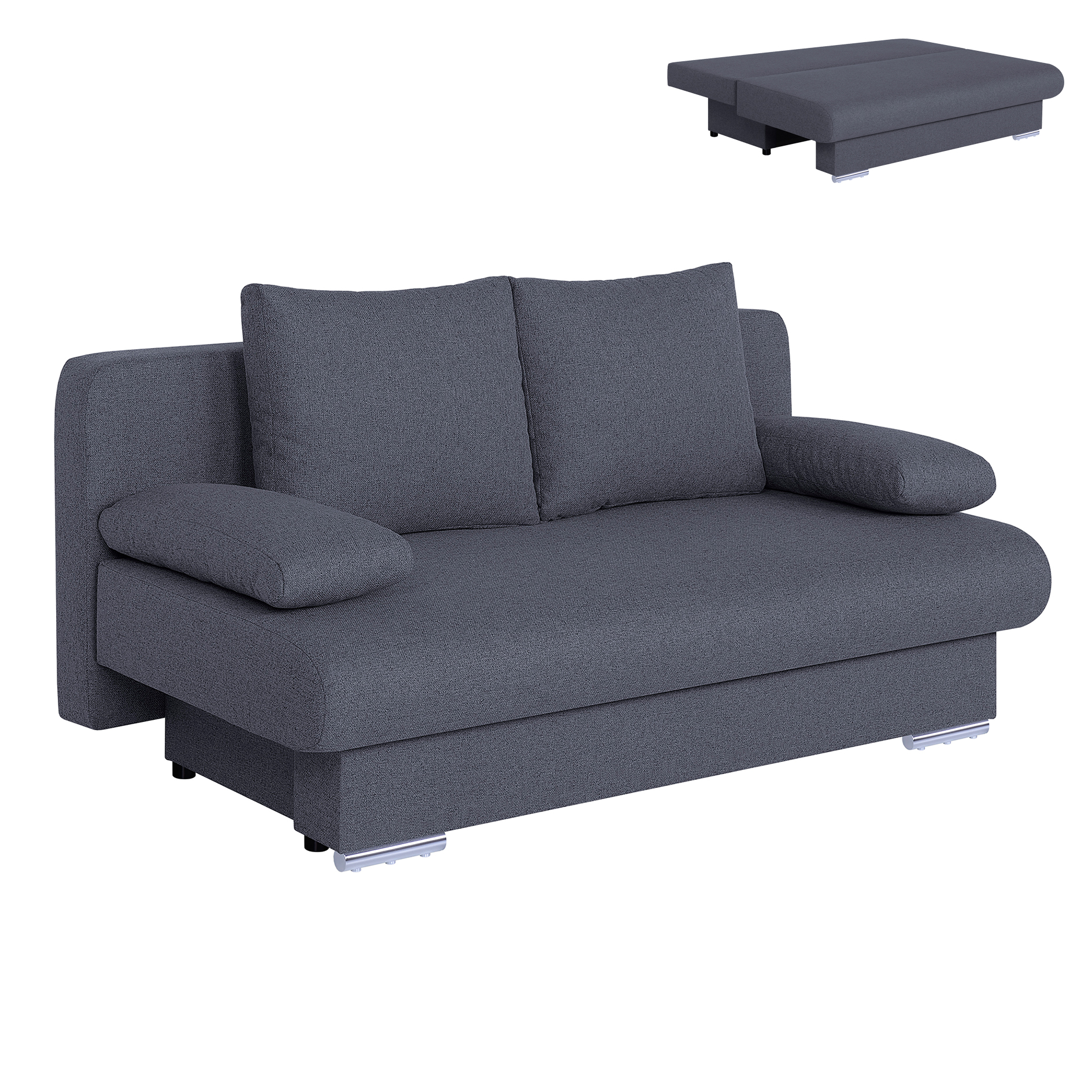 Schlafsofa - dunkelgrau - inklusive Kissen