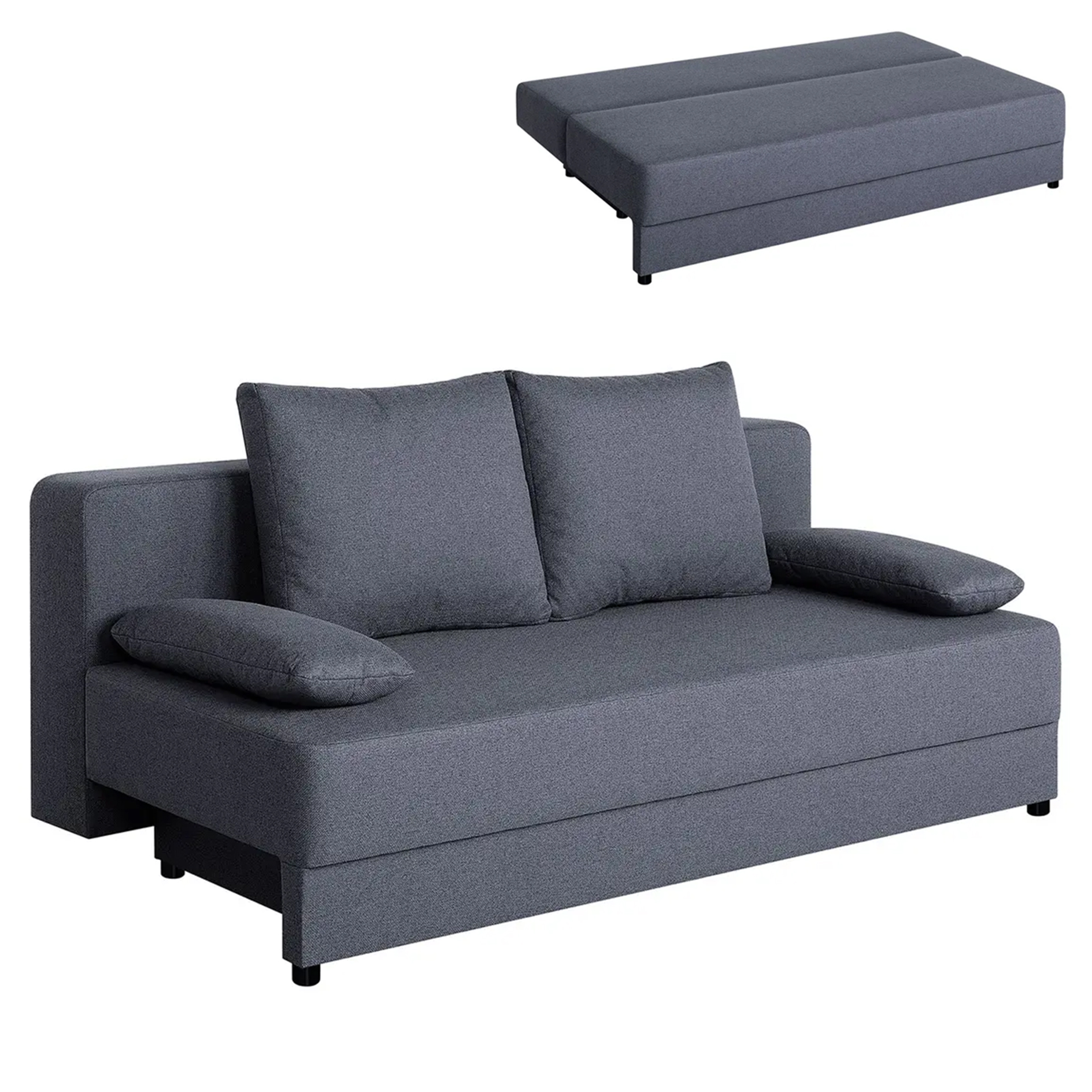 Schlafsofa - dunkelgrau - mit Staukasten und Liegefunktion - Dauerschläfer