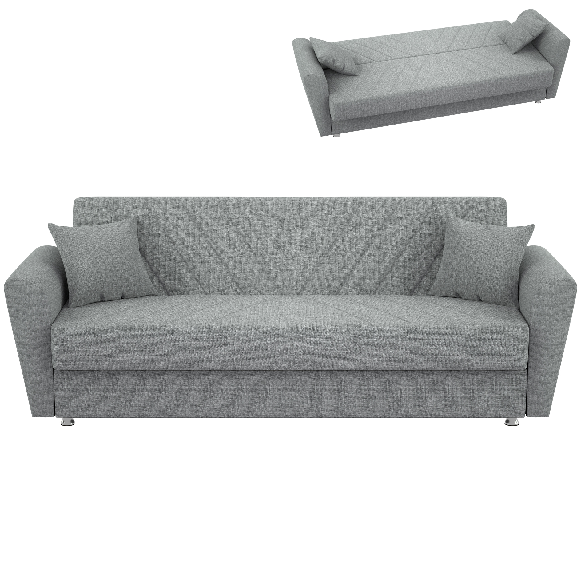 Schlafsofa - eis - Bonellfederkern - mit Staukasten