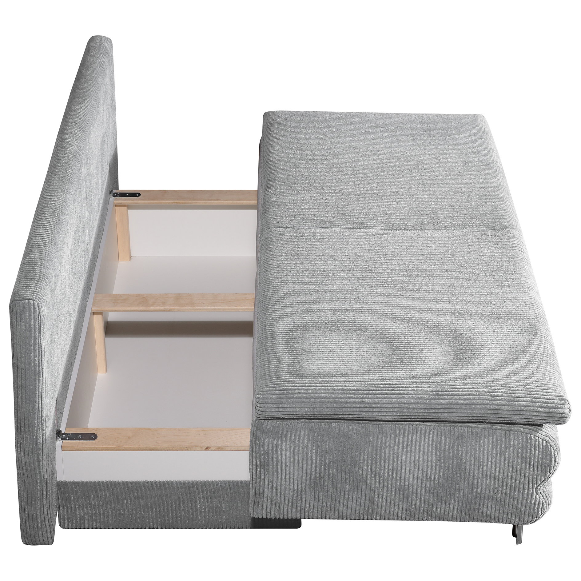 Schlafsofa - grau - Cord - mit Staukasten - 194 cm breit