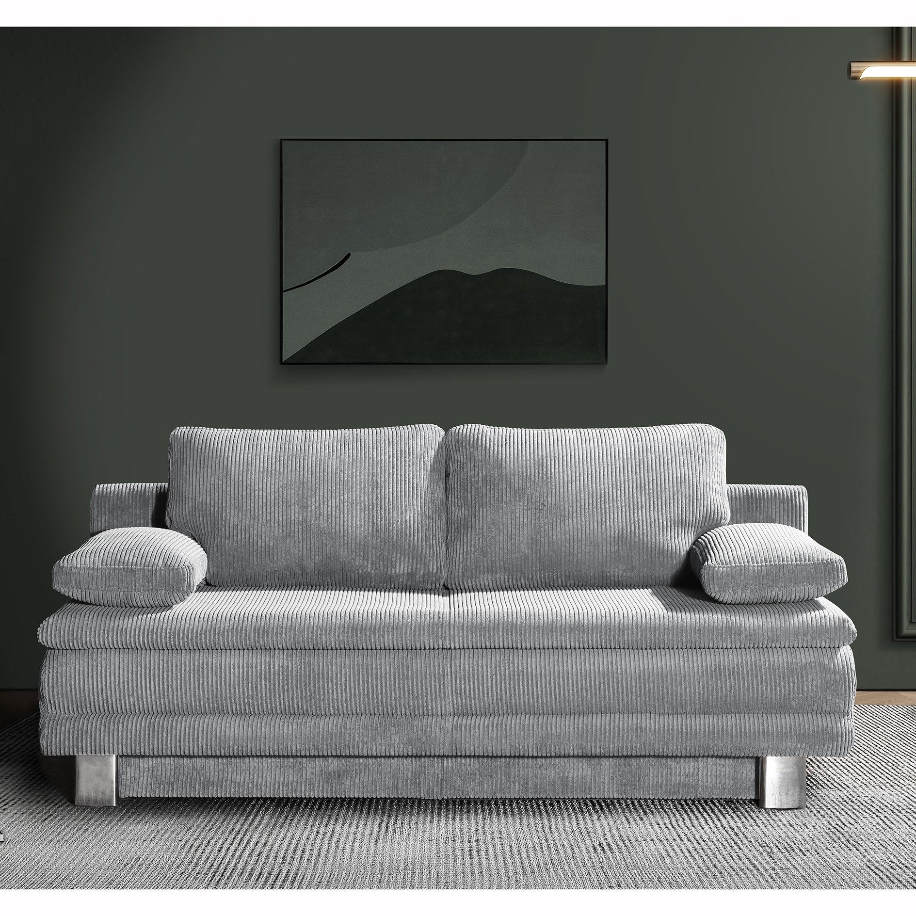 Schlafsofa - grau - Cord - mit Staukasten - 194 cm breit