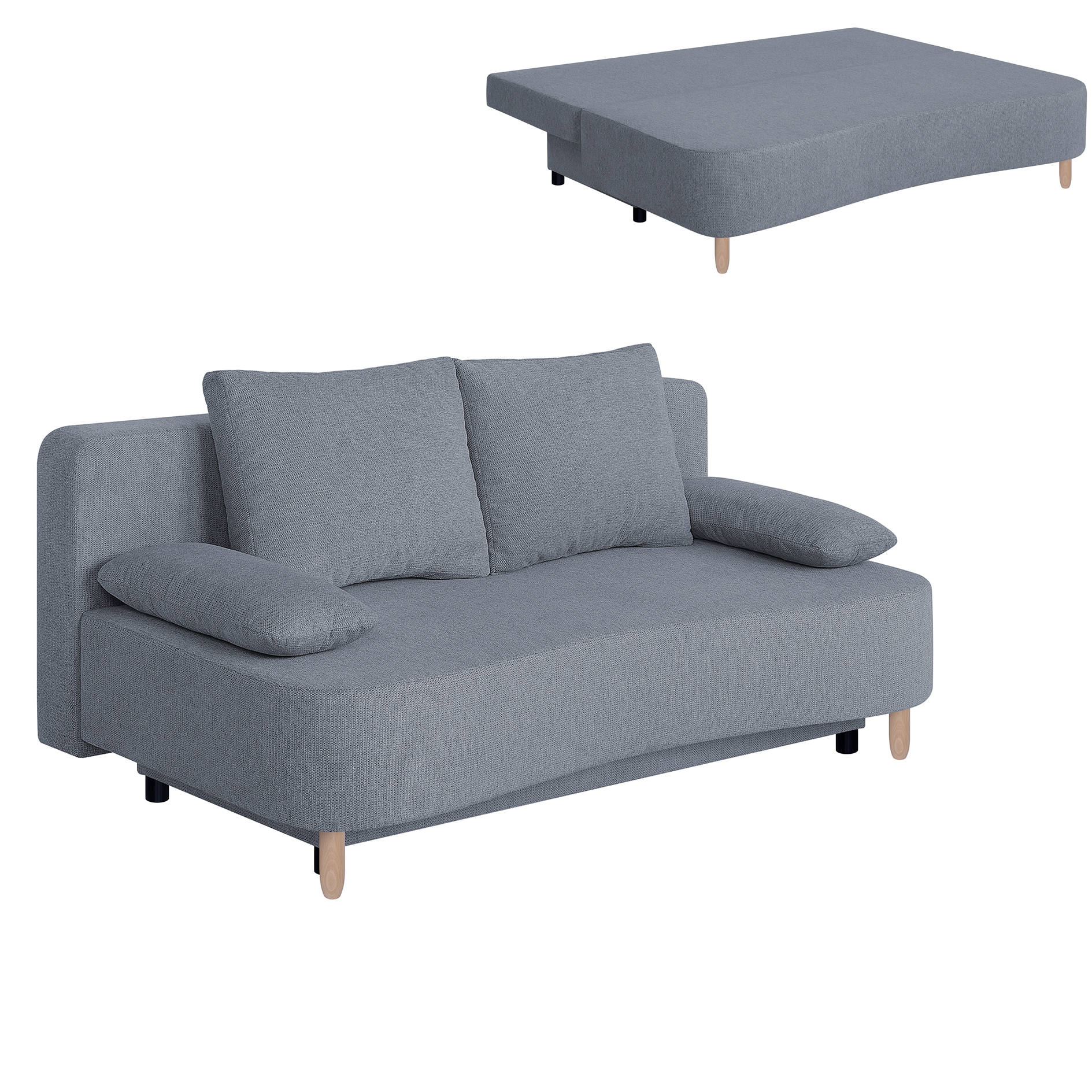 Schlafsofa - grau - Federkern - Staukasten