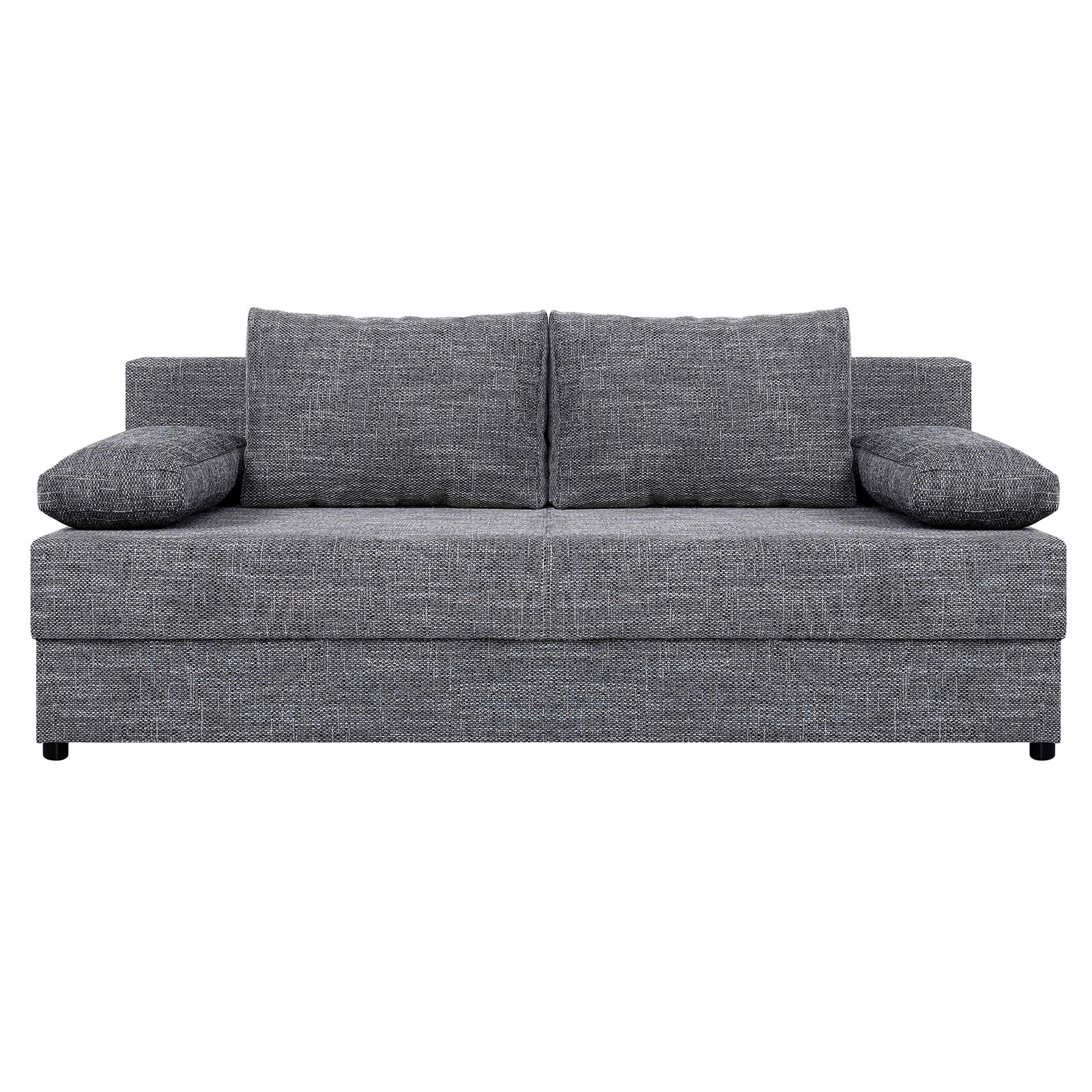 Schlafsofa - grau meliert - Webstoff - Staukasten