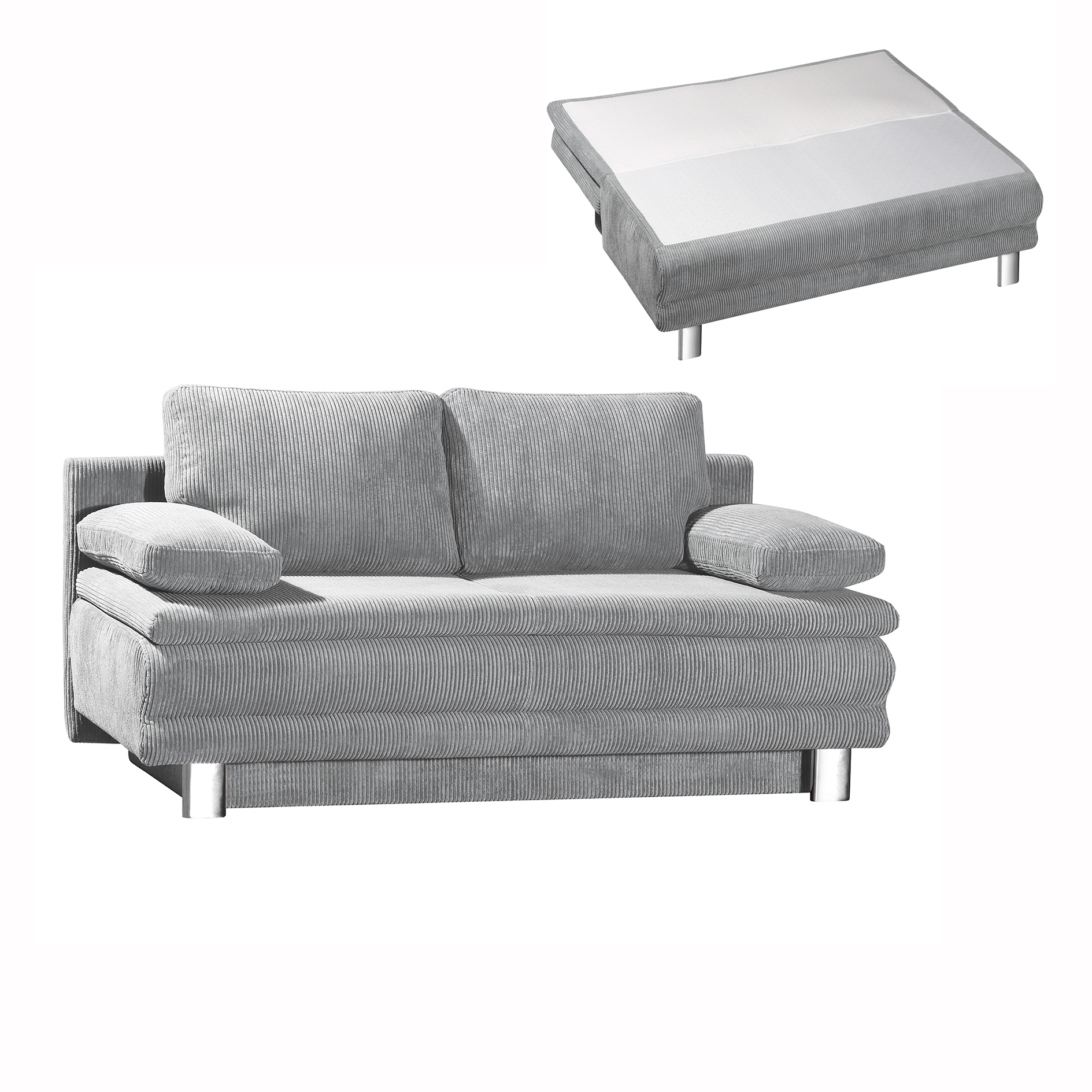 Schlafsofa - grau - mit Staukasten - 194 cm breit