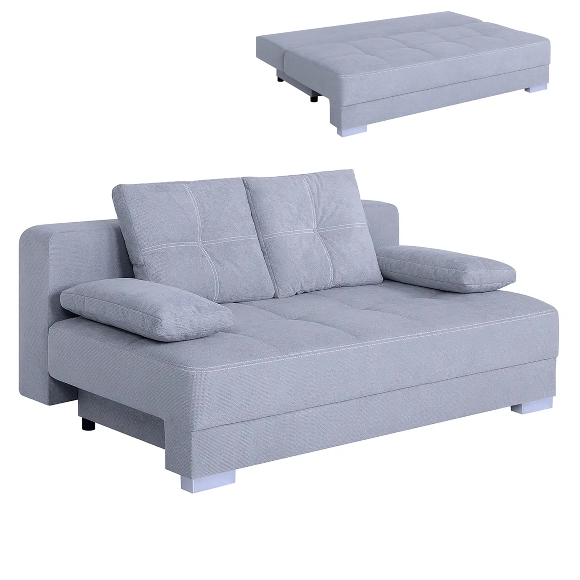 Schlafsofa - grau - mit Staukasten - Dauerschläfer