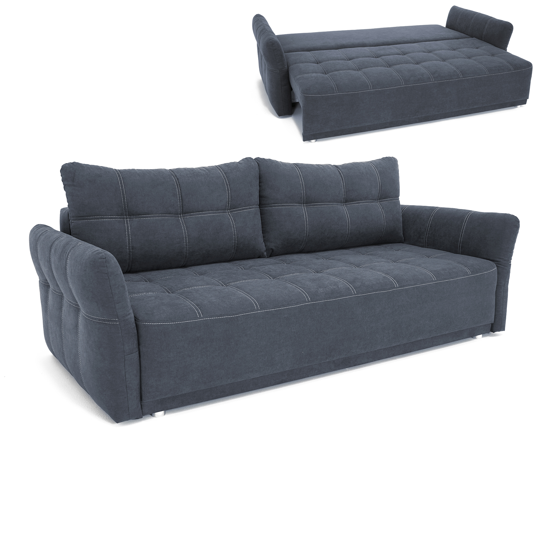 Schlafsofa - grau - regulierbare Armlehnen