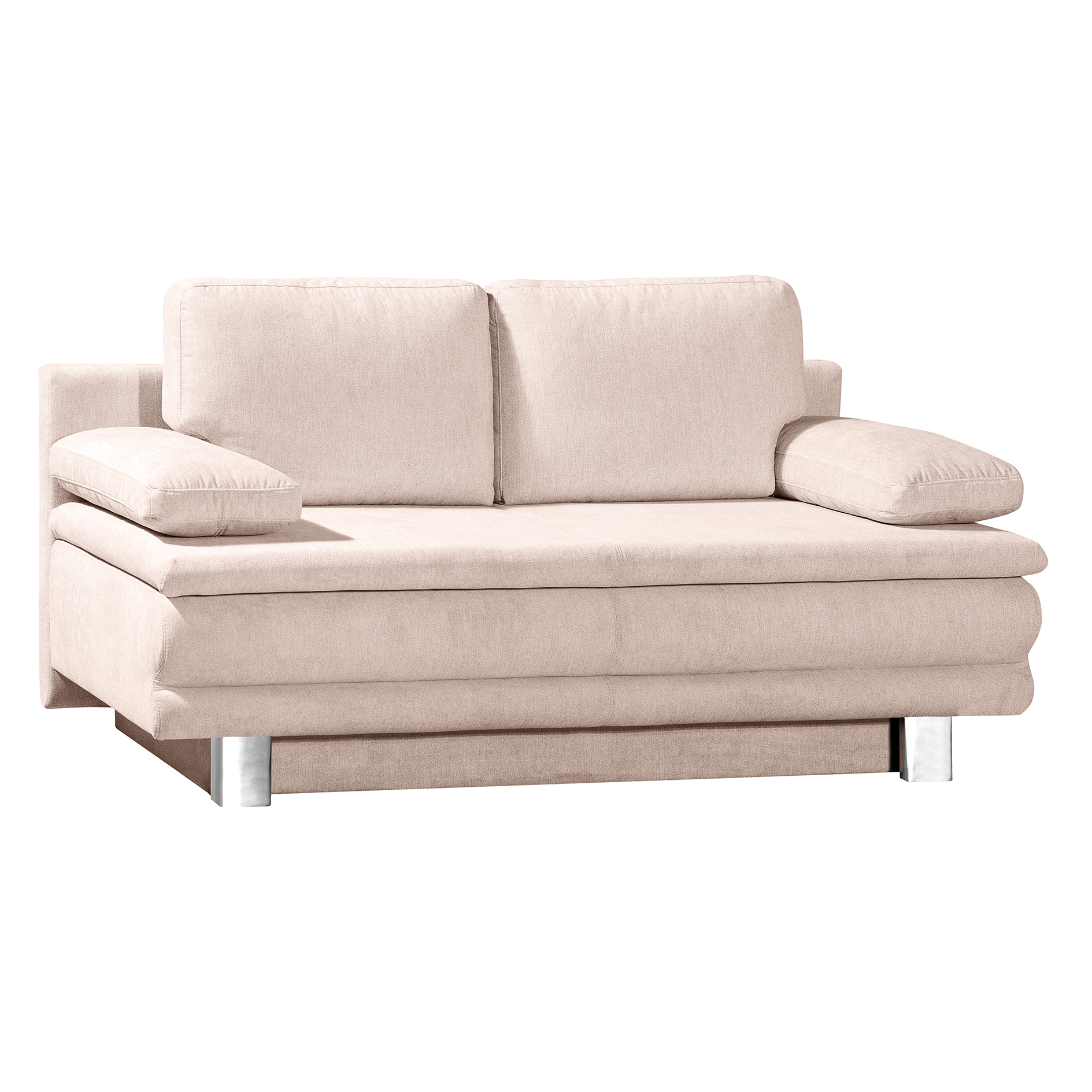 Schlafsofa - hellbeige - Flachgewebe - mit Staukasten - 194 cm breit