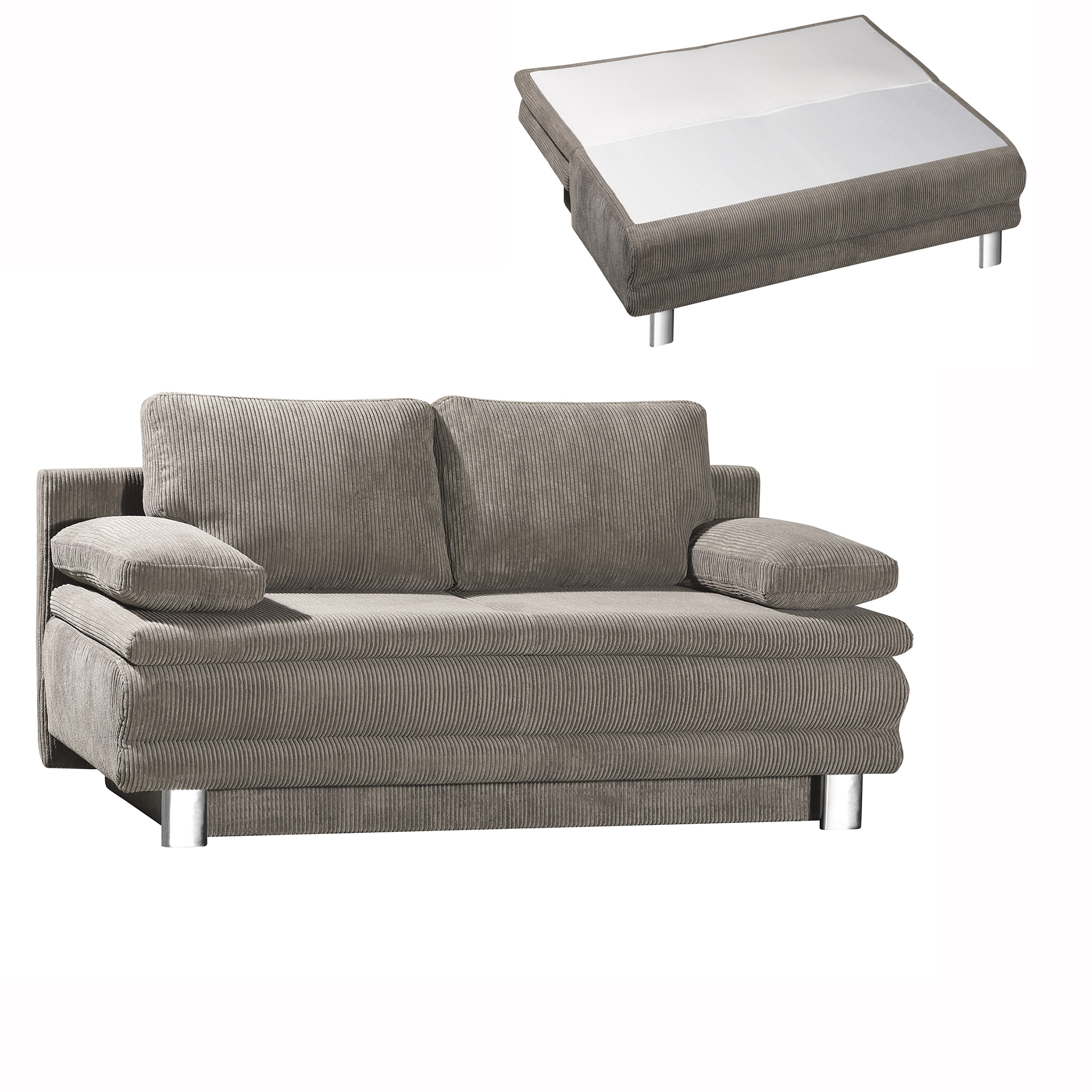 Schlafsofa - hellbraun - mit Staukasten - 194 cm breit