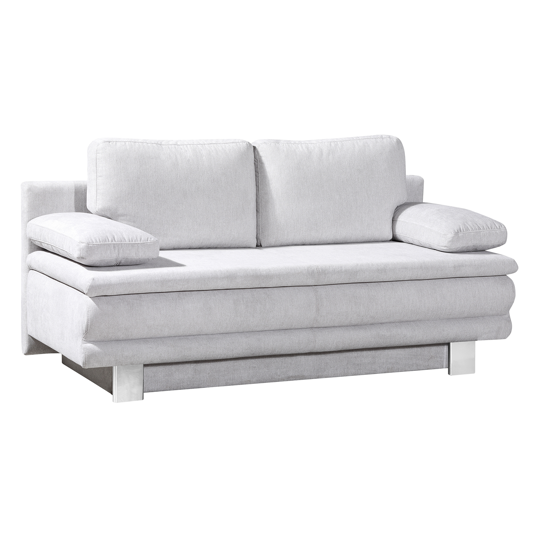 Schlafsofa - hellgrau - Flachgewebe - mit Staukasten - 194 cm breit