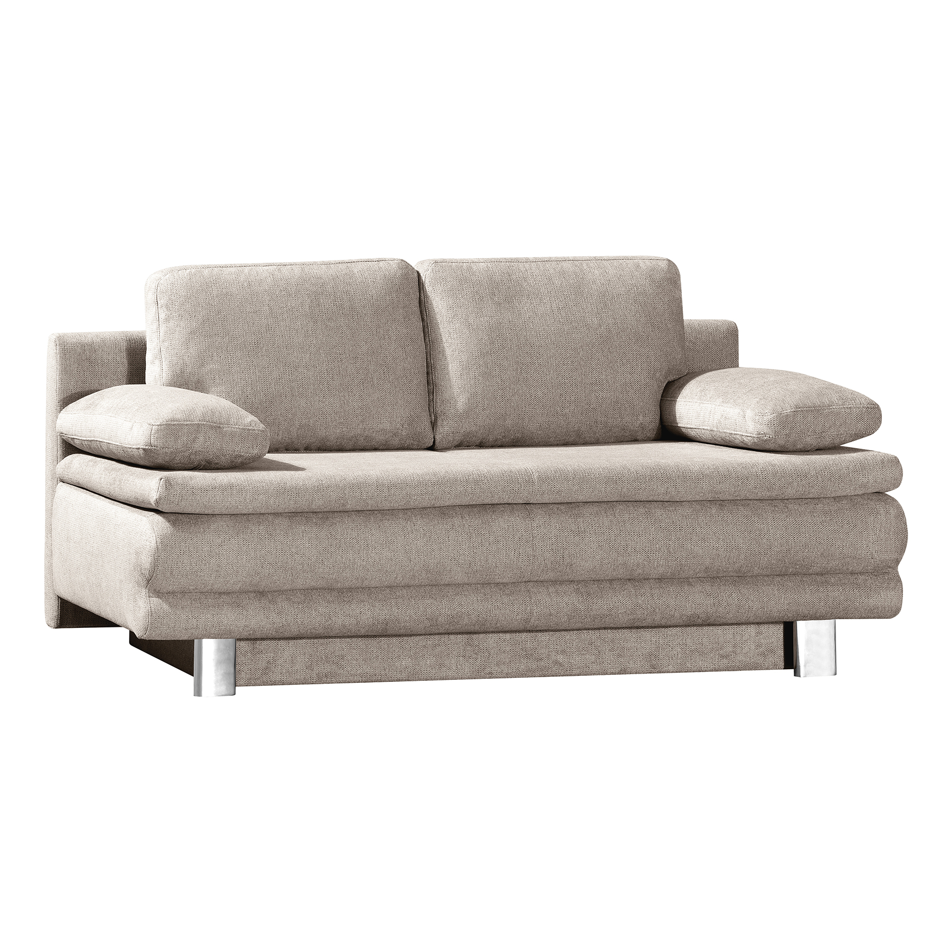 Schlafsofa - hellgrau - Flachgewebe - mit Staukasten - 194 cm breit