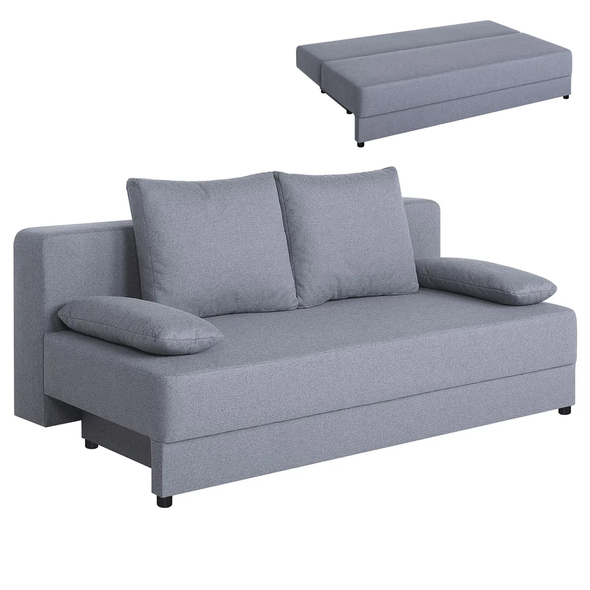 Schlafsofa - hellgrau - mit Staukasten und Liegefunktion - Dauerschläfer