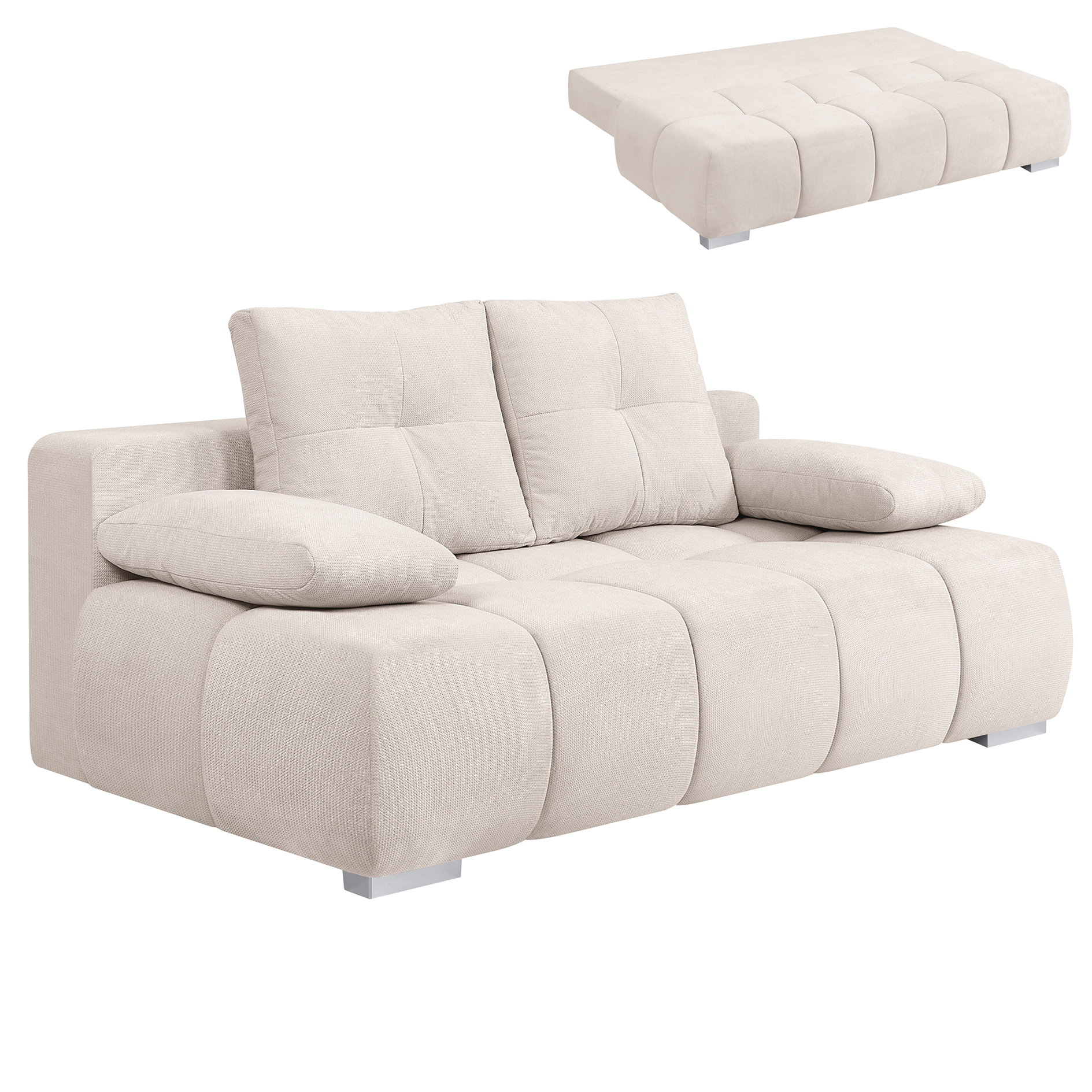Schlafsofa - ivory - Boxspringfederung - inkluisve Kissen