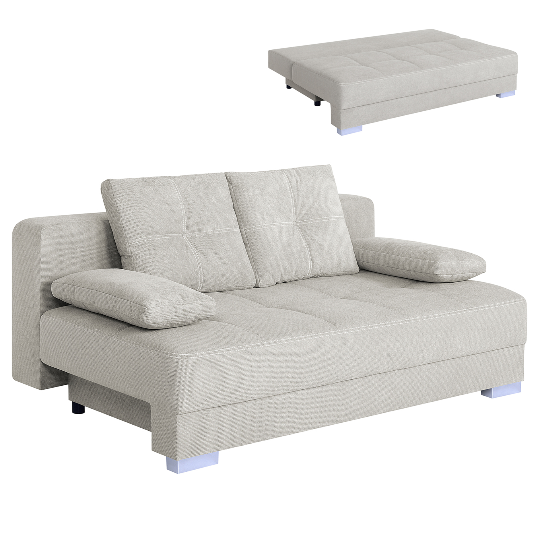 Schlafsofa - ivory - mit Staukasten - Dauerschläfer