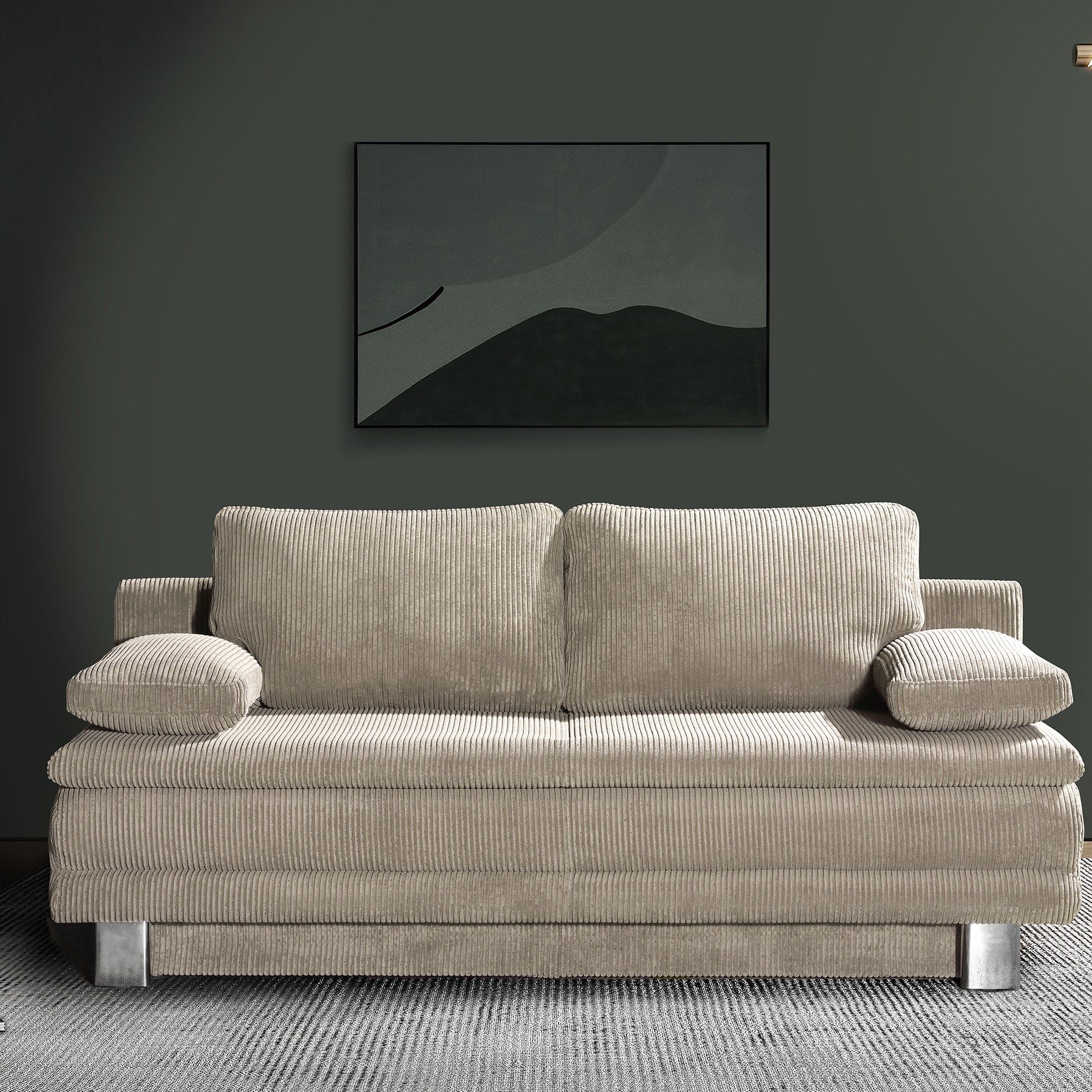 Schlafsofa - natur - Cord - mit Staukasten - 194 cm breit