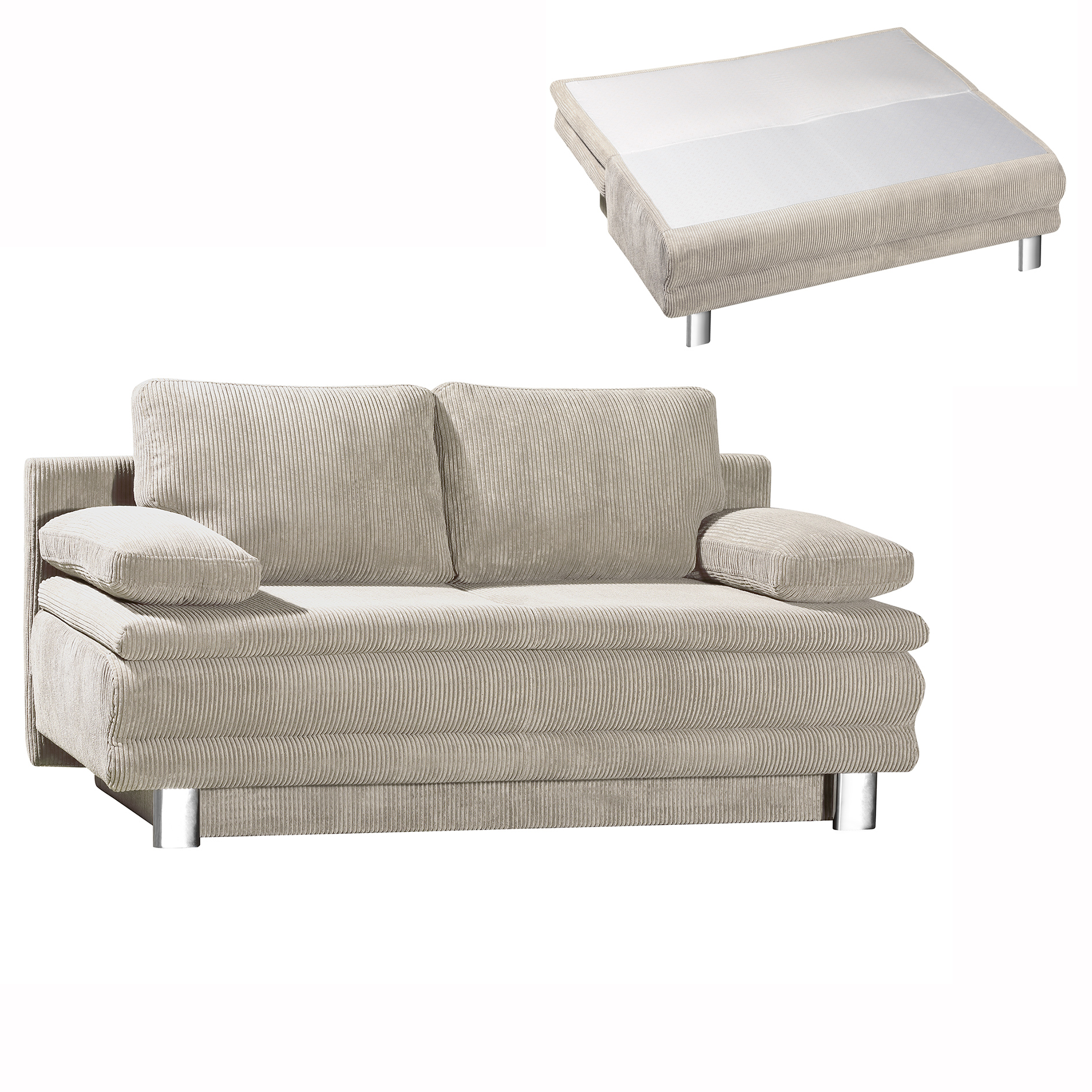 Schlafsofa - natur - mit Staukasten - 194 cm breit