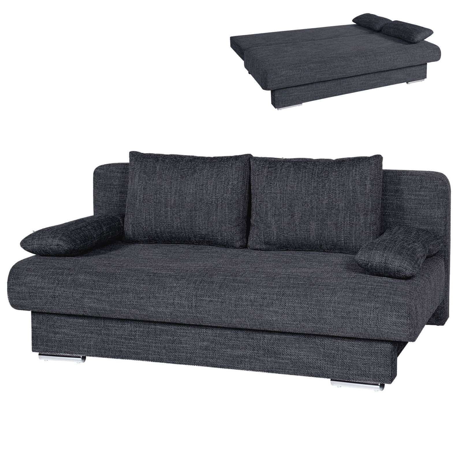 Schlafsofa - schwarz - inklusive Kissen