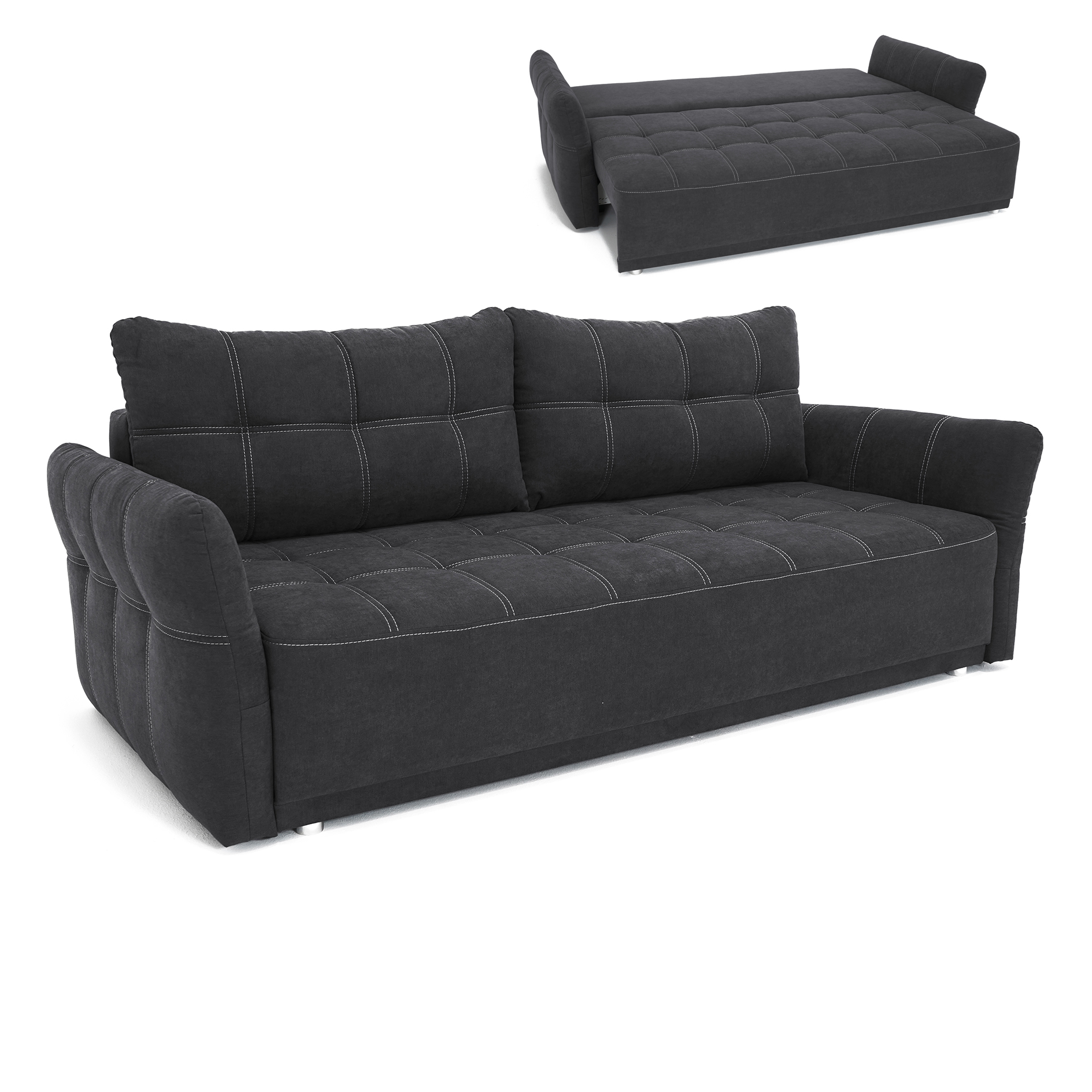 Schlafsofa - schwarz - regulierbare Armlehnen