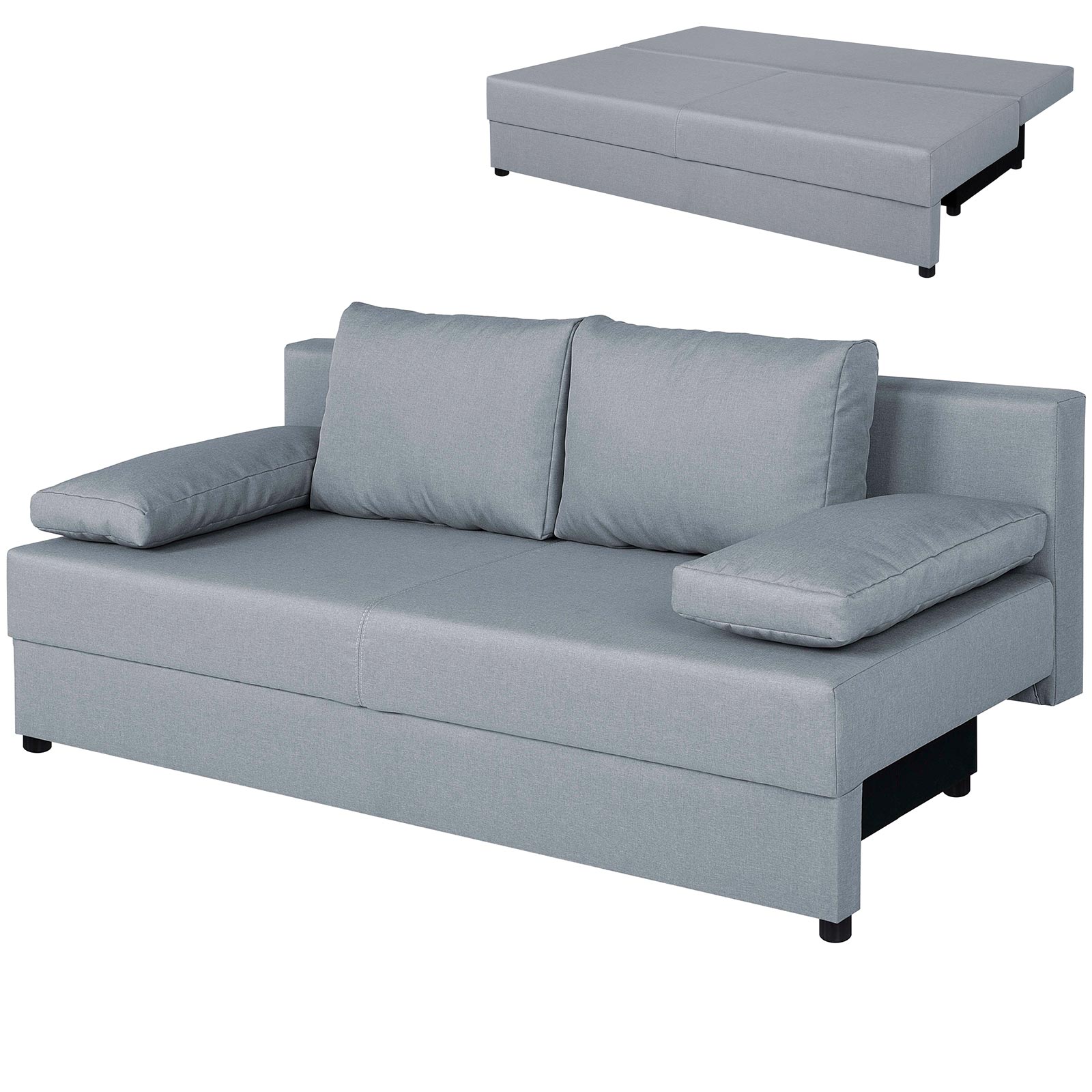 Schlafsofa - silber - Webstoff - Staukasten