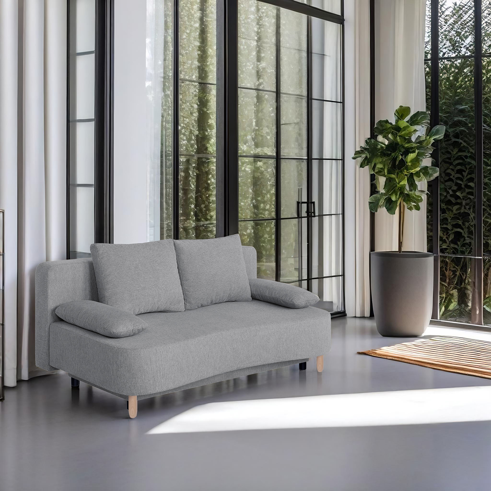 Schlafsofa - taupe - Federkern - Staukasten
