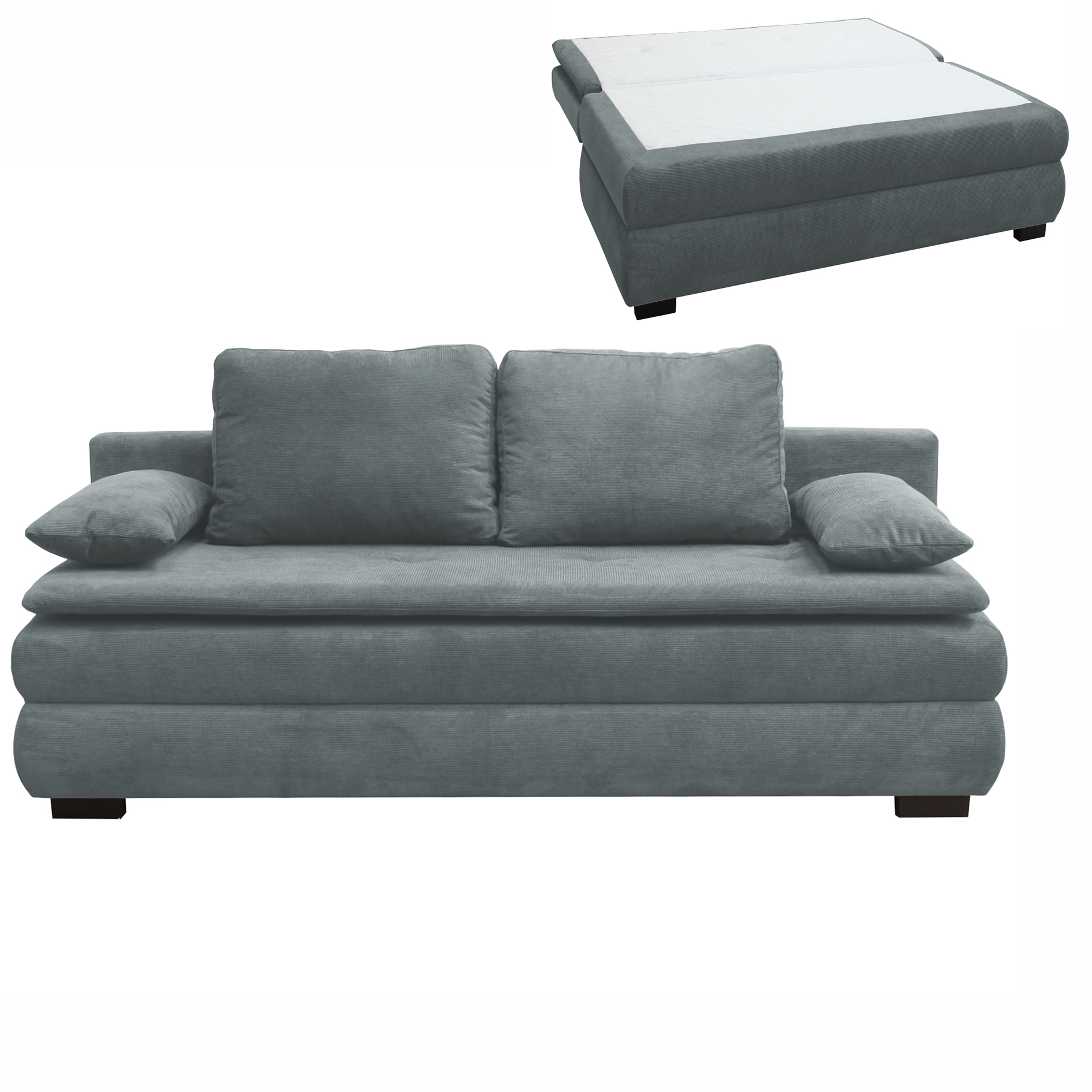 Schlafsofa - türkis - mit Staukasten - 202 cm