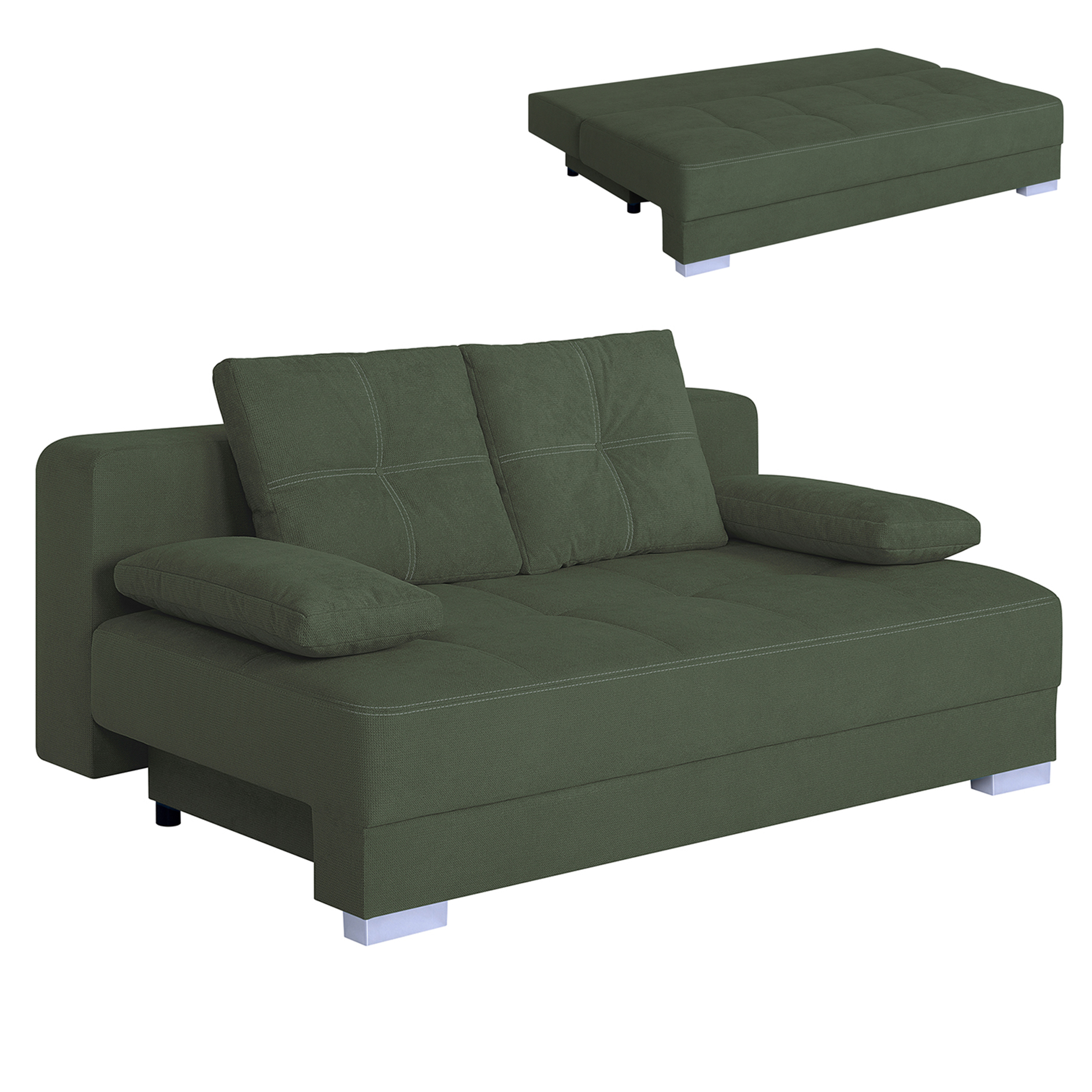 Schlafsofa - wintermoos - mit Staukasten - Dauerschläfer