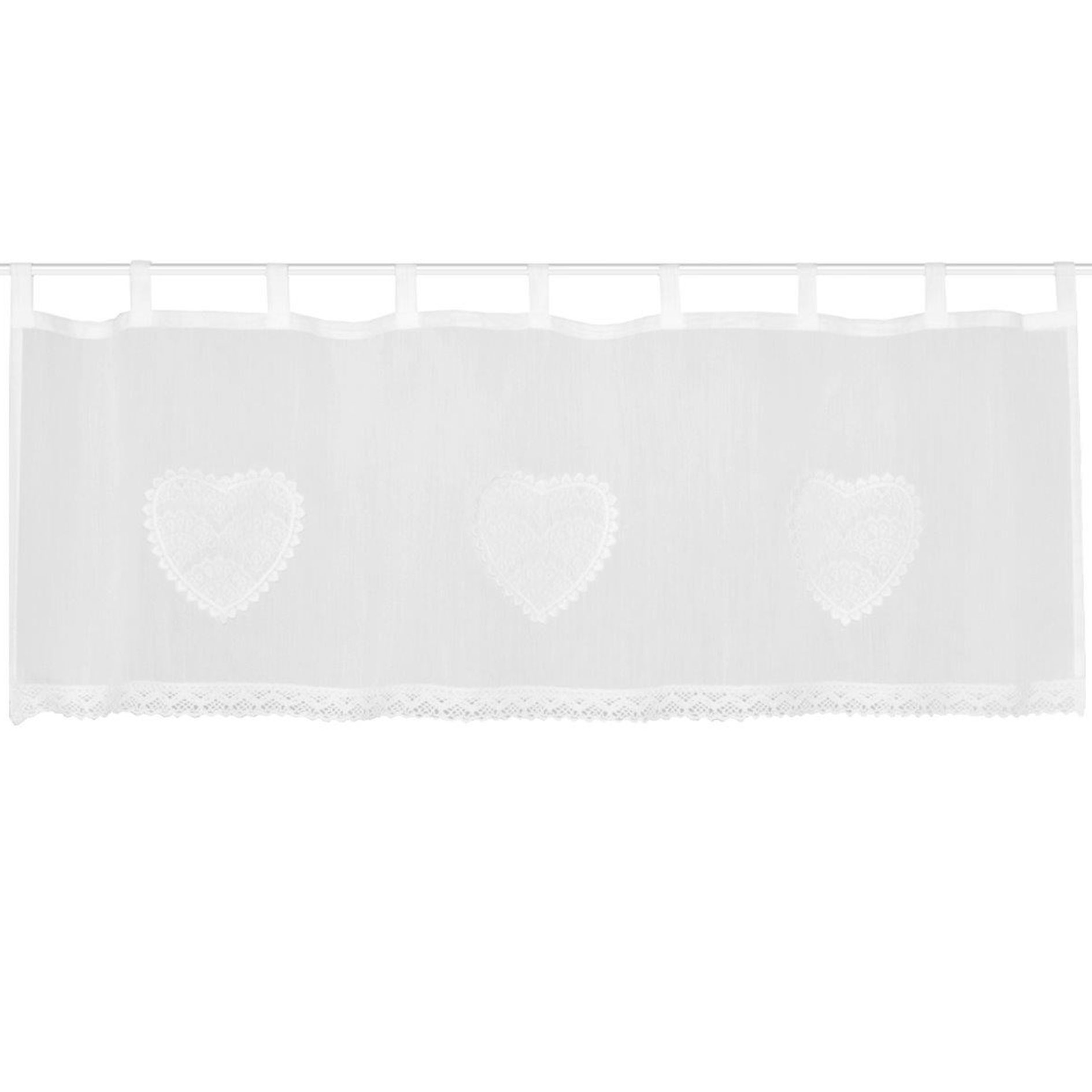 Schlaufencafehaus CORAZON - weiß - Herzen - 120x45 cm
