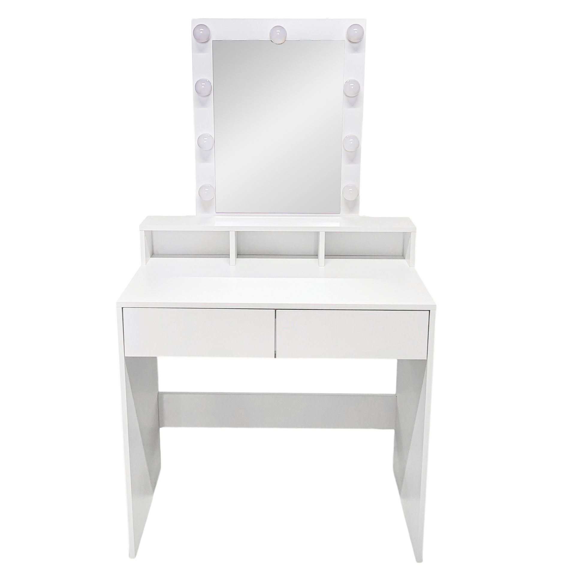 Schminktisch - weiß - Spiegel - LED-Beleuchtung - 140 cm