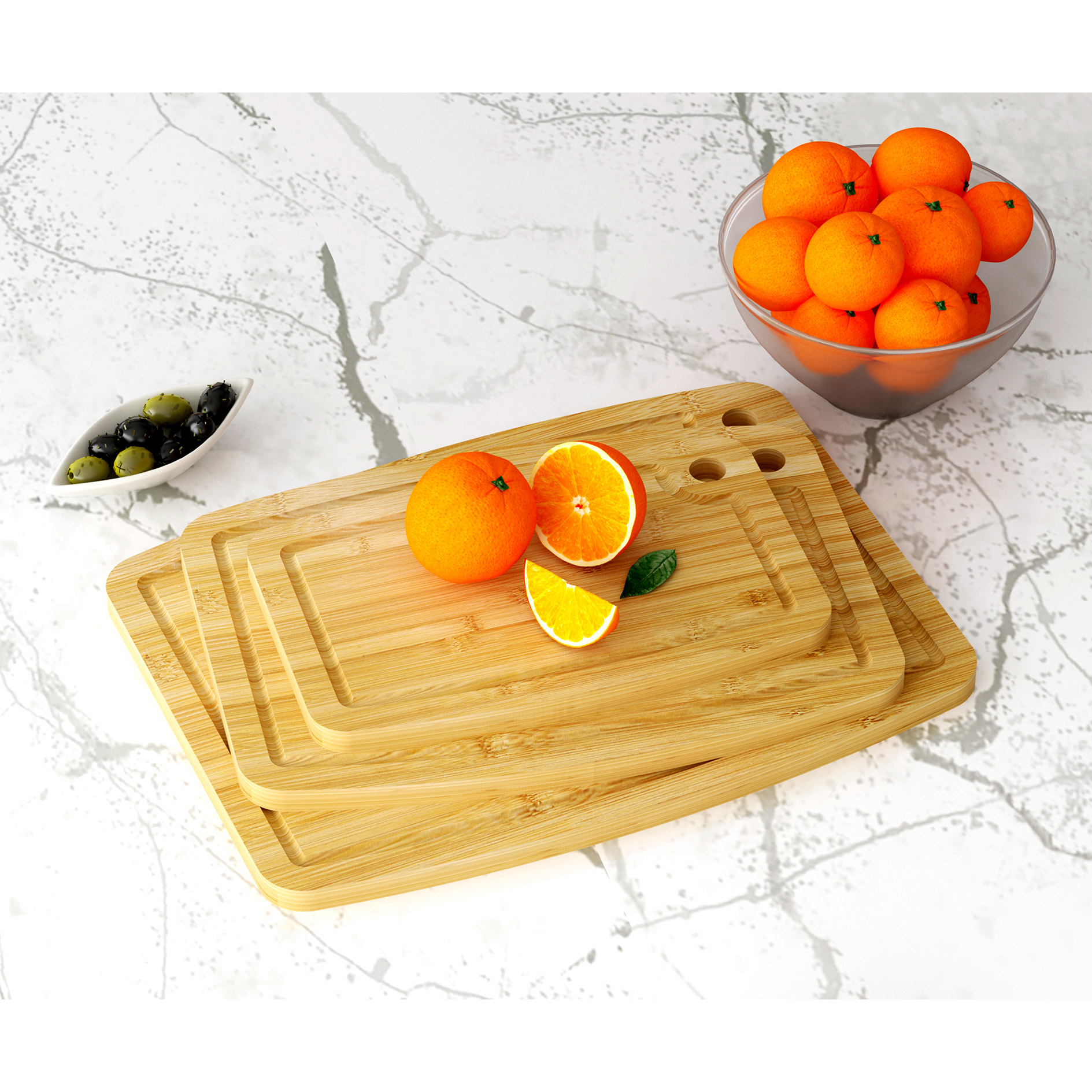 Schneidebrett - natur - Bambus - 40x30 cm