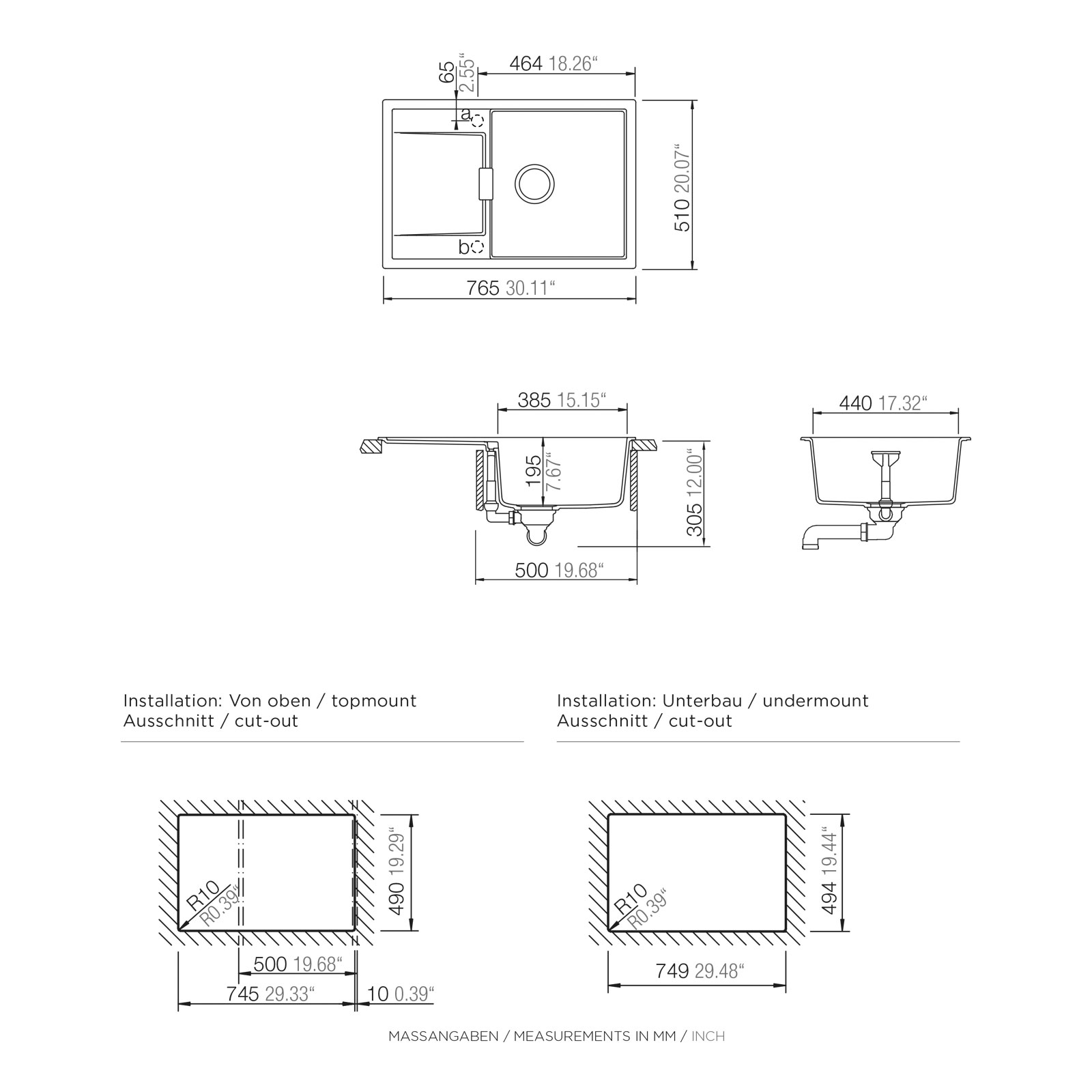 SCHOCK Einbauspüle CRISTADUR MONO D-100 - Puro - 76,5x51 cm