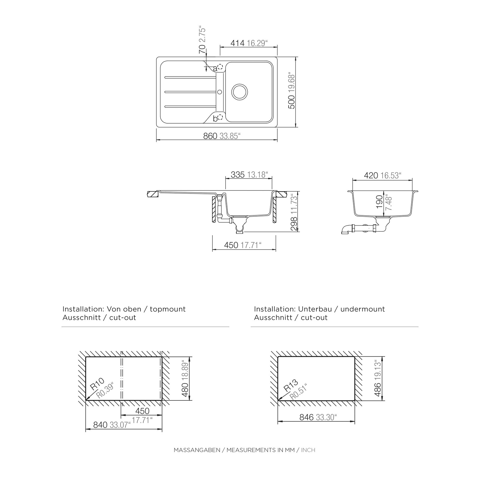 SCHOCK Einbauspüle CRISTALITE FORMHAUS D-100 - Croma - 86x50 cm