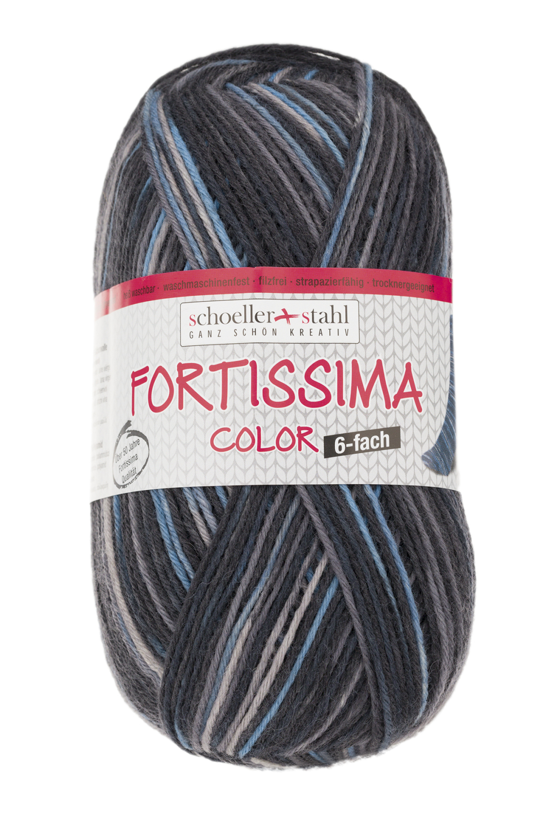 Schoeller und Stahl Strumpfgarn FORTISSIMA - asphalt - 6-fach color