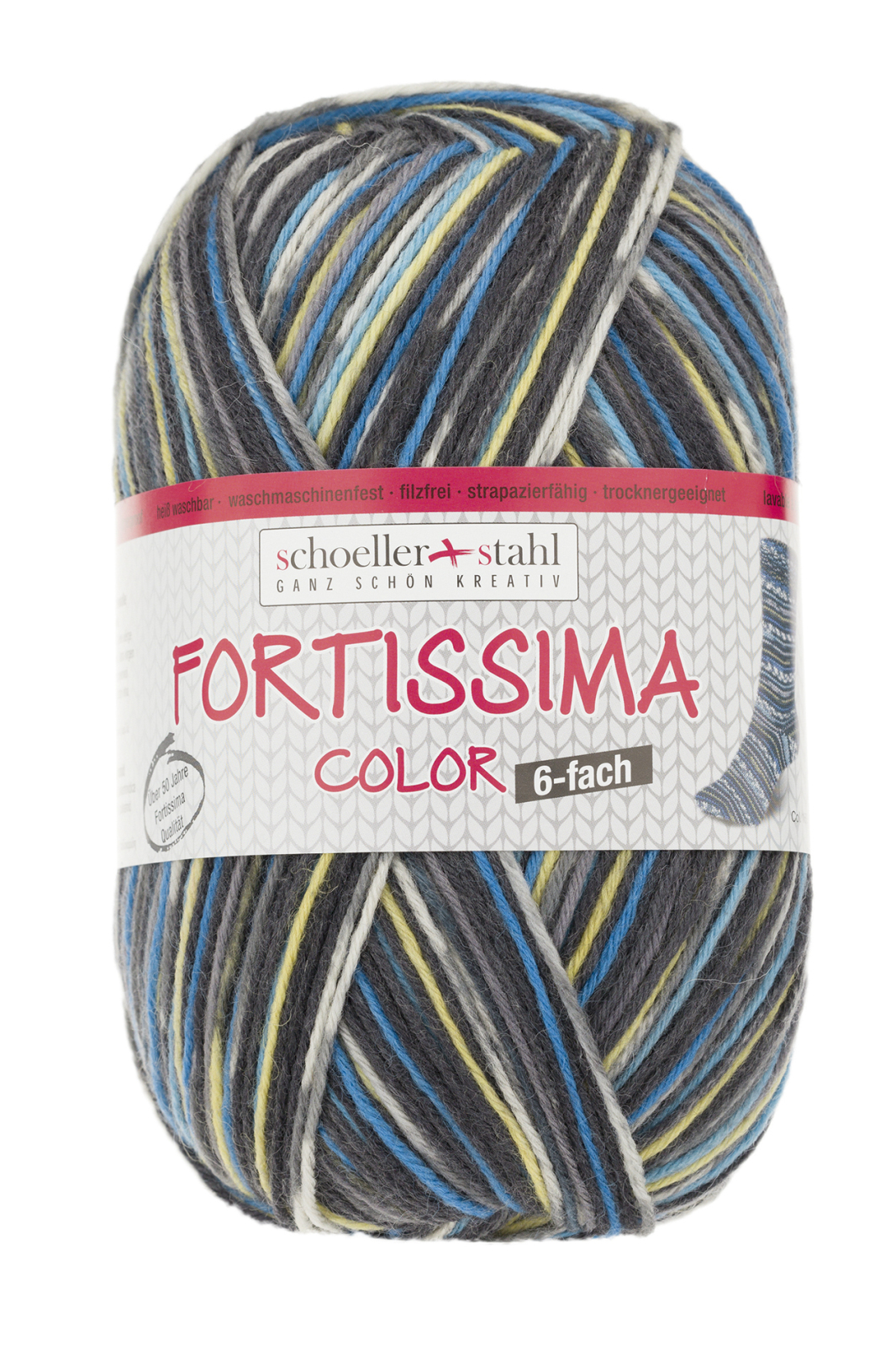 Schoeller und Stahl Strumpfgarn FORTISSIMA - blau-bunt - 6-fach color