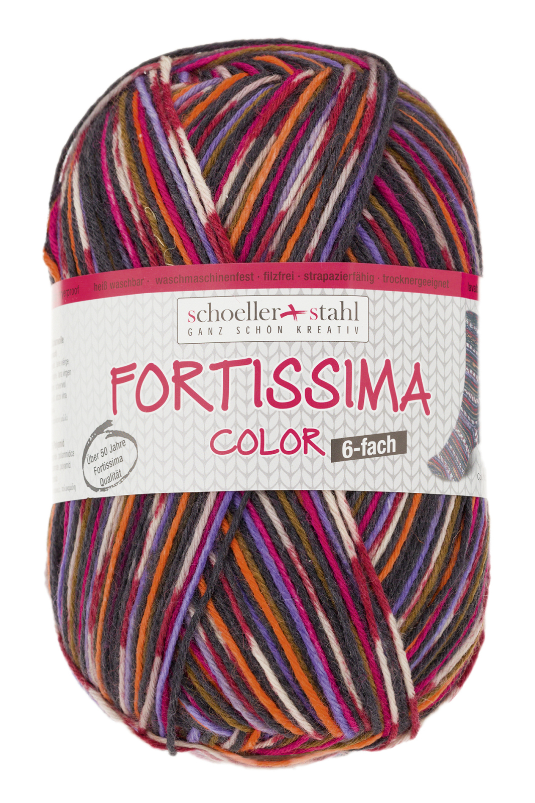 Schoeller und Stahl Strumpfgarn FORTISSIMA - bordeaux-bunt - 6-fach color