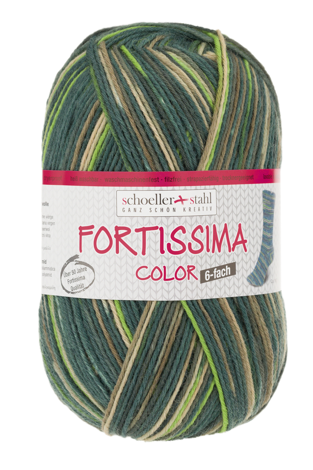 Schoeller und Stahl Strumpfgarn FORTISSIMA - dschungel - 6-fach color