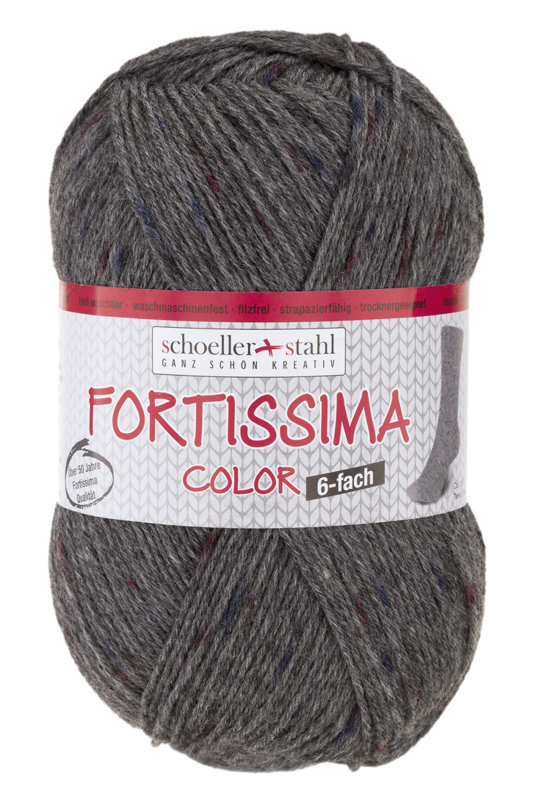 Schoeller und Stahl Strumpfgarn FORTISSIMA - dunkelgrau - Tweed-Effekt - 150g