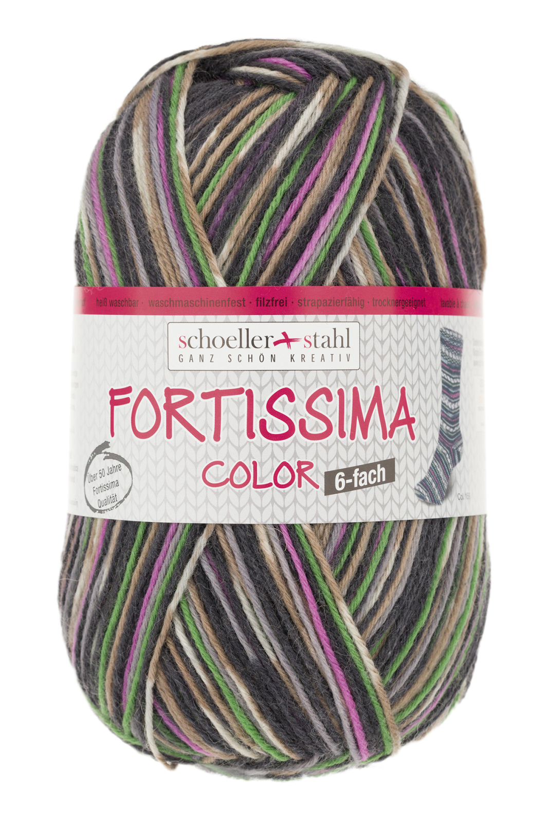 Schoeller und Stahl Strumpfgarn FORTISSIMA - grau-bunt - 6-fach color