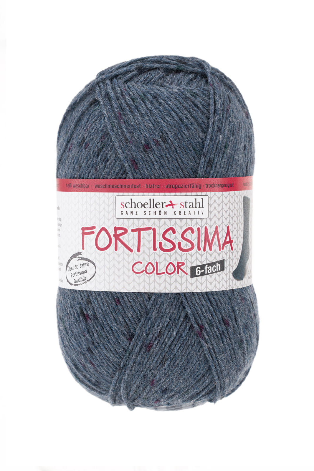 Schoeller und Stahl Strumpfgarn FORTISSIMA - jeans - Tweed-Effekt - 150g