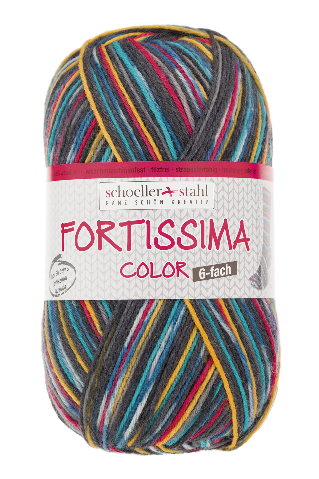 Schoeller und Stahl Strumpfgarn FORTISSIMA - petrol-bunt - 6-fach color