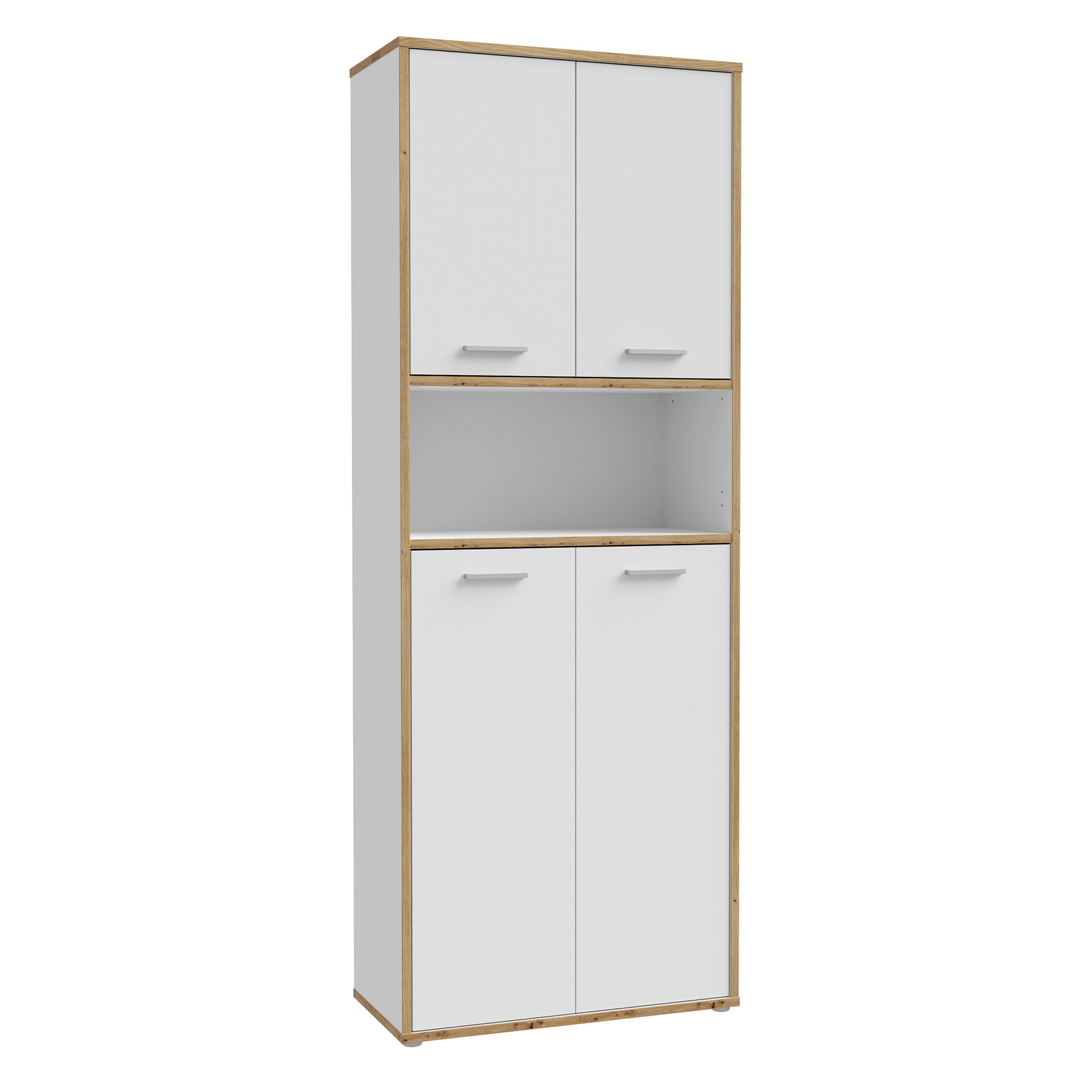 Schrank - weiß-Artisan Eiche - mit offenem Fach