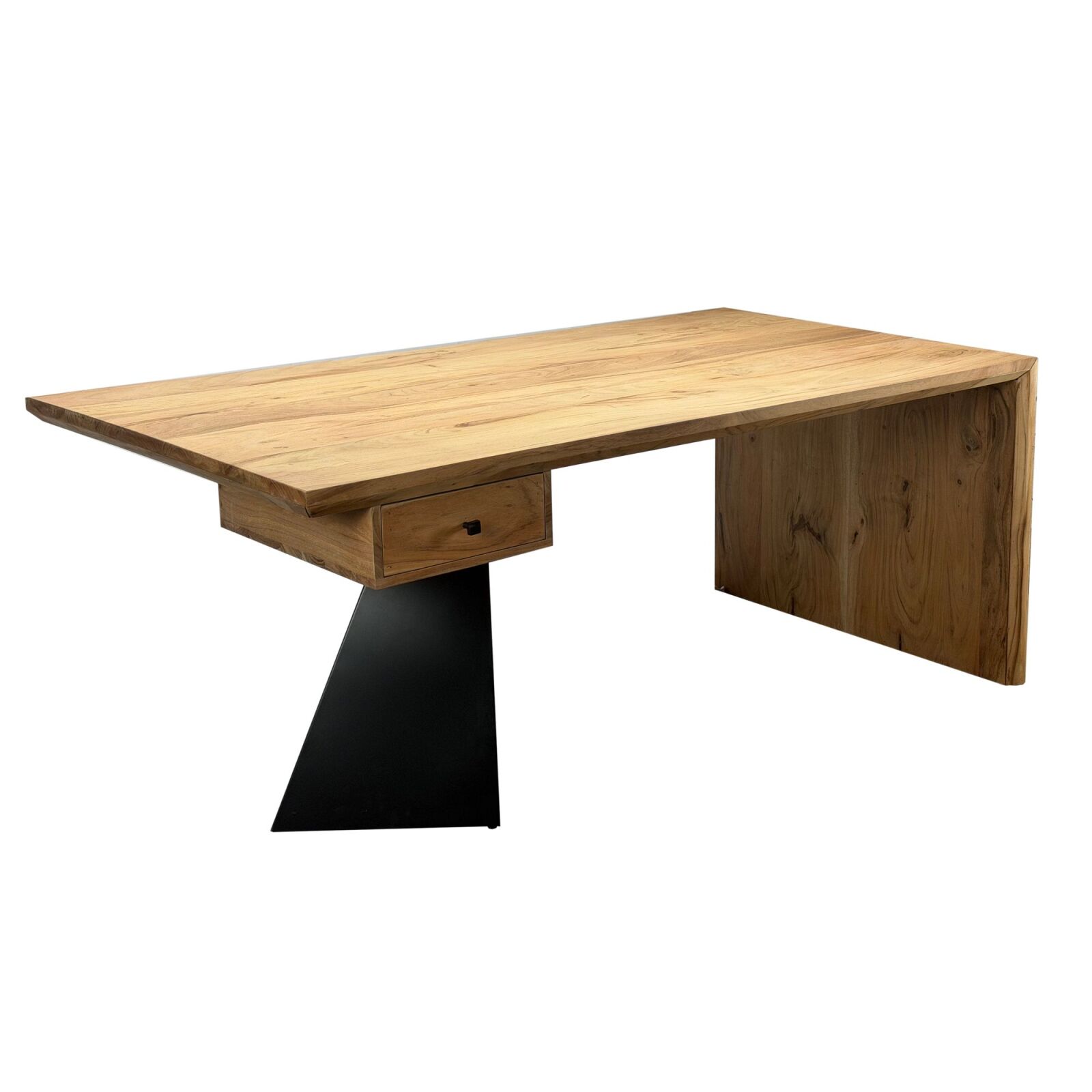 Schreibtisch - Akazien Massivholz - schwarz matt - 180x90 cm