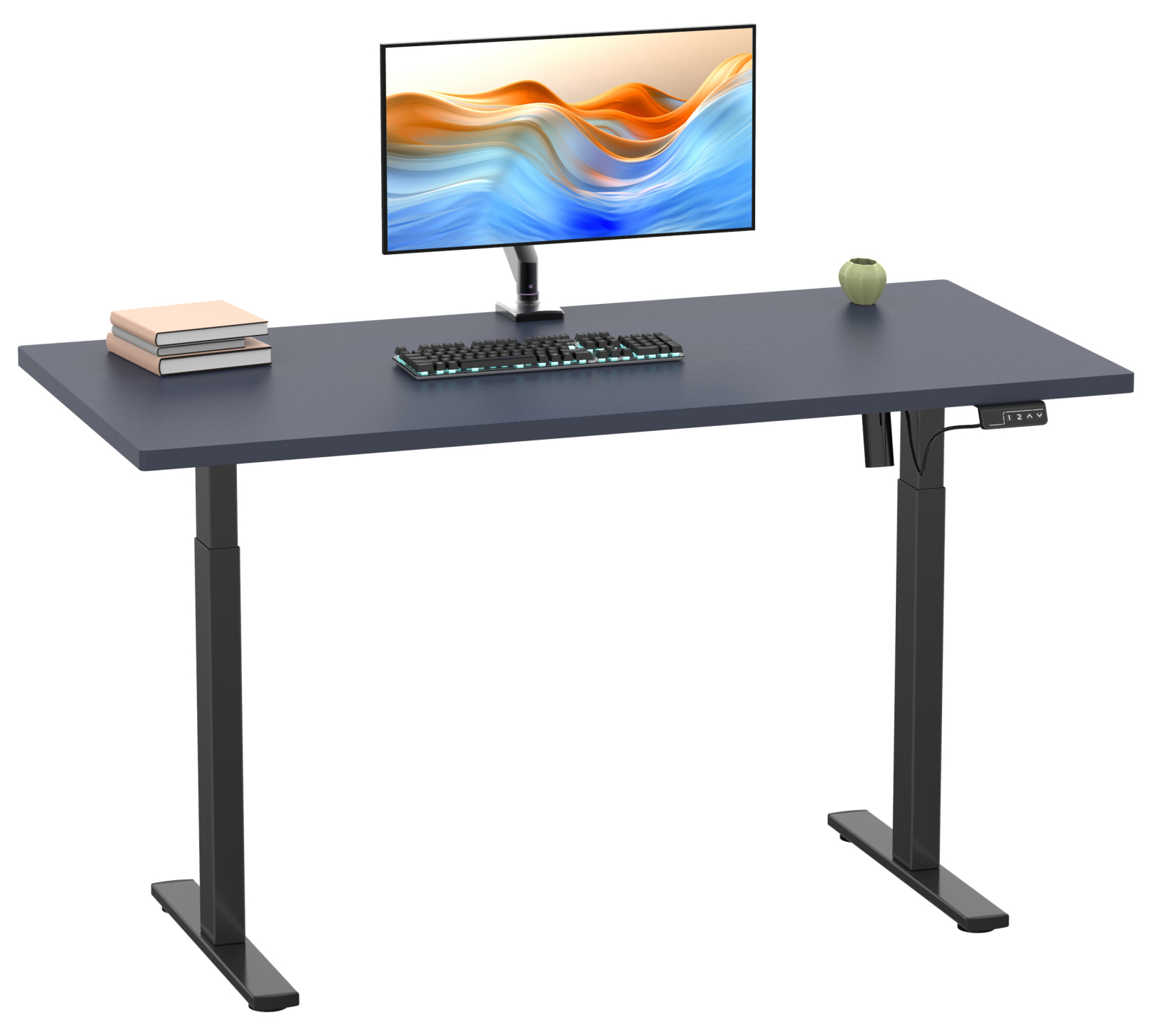 Schreibtisch - anthrazit-schwarz - 160 cm - elektrisch höhenverstellbar